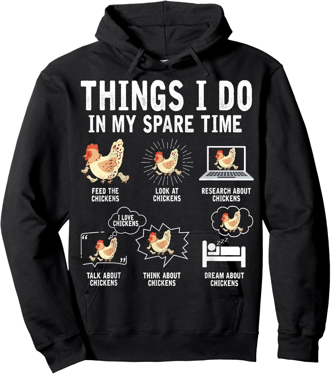 Things I Do In My Spare Time Funny Farmar Farm Chicken Lover Hoodie - Hoodie | Black