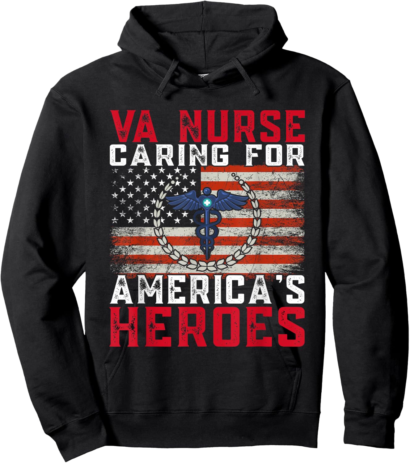 VA Nurse Caring For America's Heroes Patriot Veterans Day Hoodie - Hoodie | Black