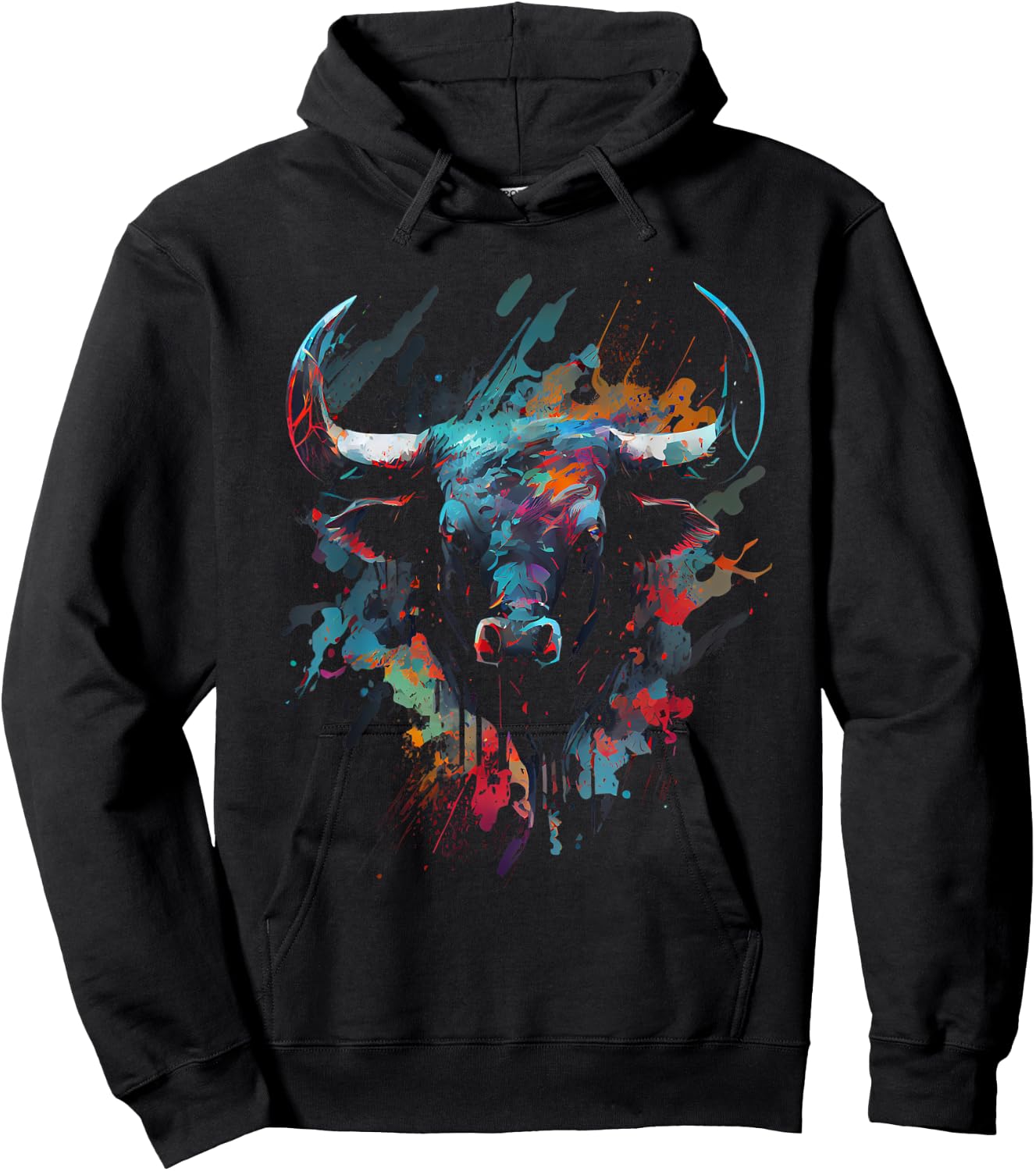 Bull Colorful Bull Riding Meat Favorite Animal Bull Fan Hoodie - Hoodie | Black