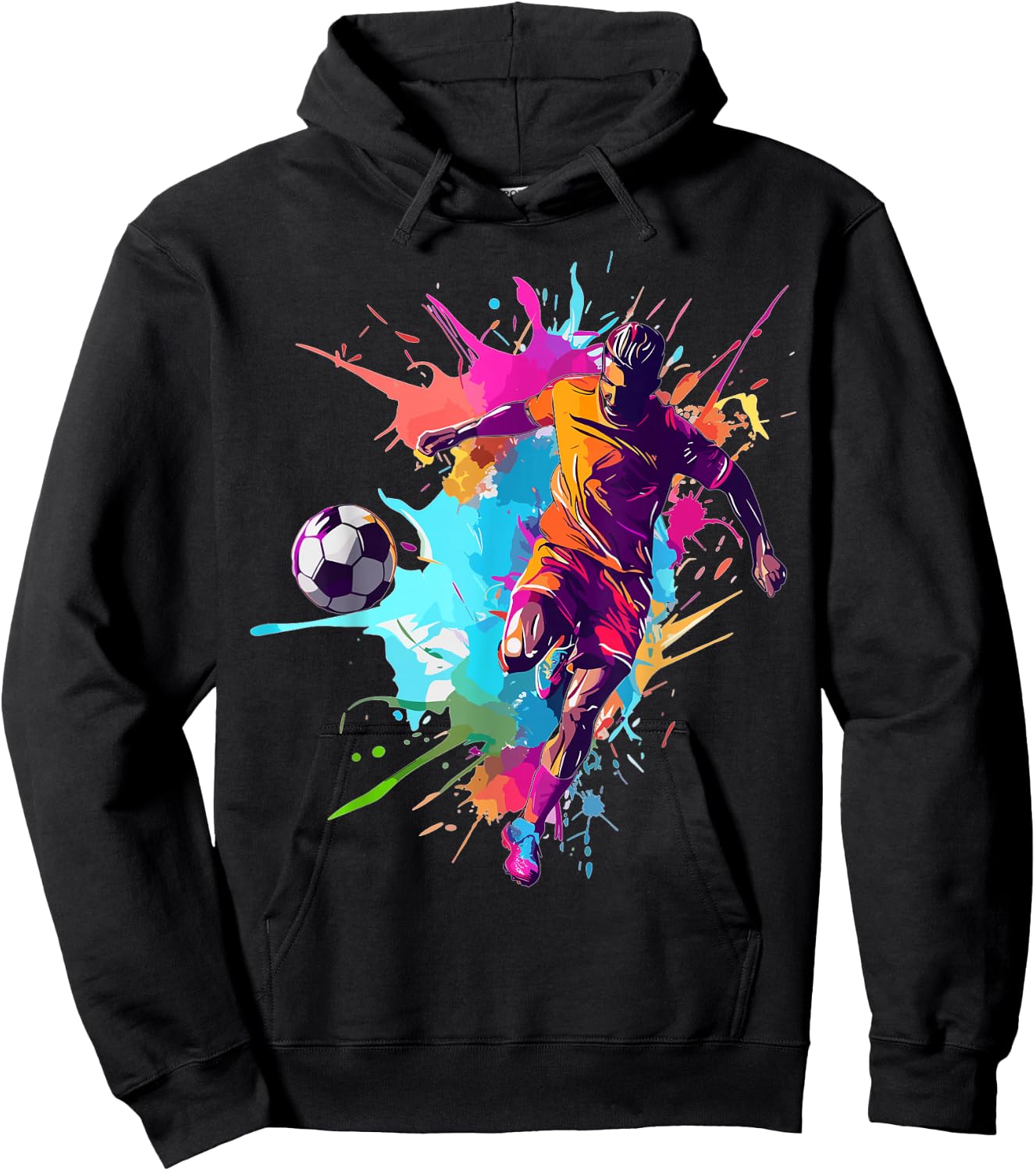 Soccer Player Paint Splash Hoodie - Hoodie | Black