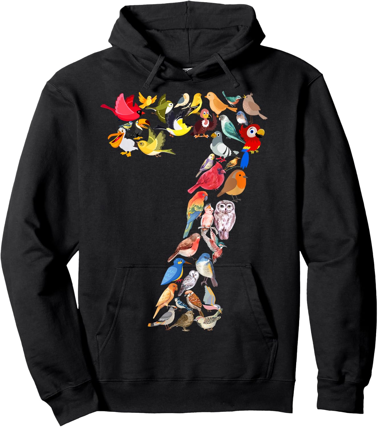 Kids 7th Birthday Birds Themed 7 Years Old Boys Bird Lover Hoodie - Hoodie | Black