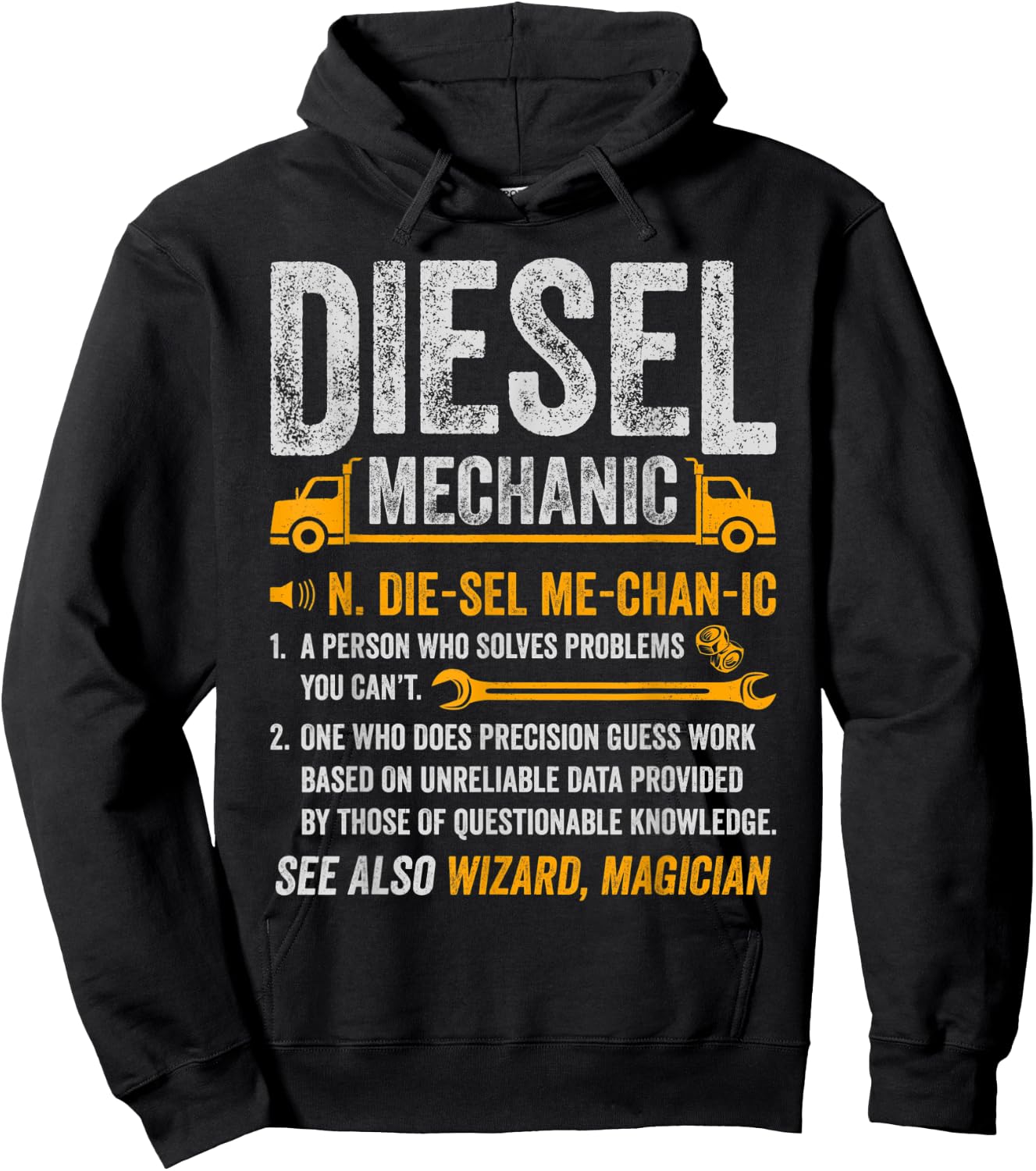 Diesel Mechanic Trucker Semi Truck Driver Funny Definition Hoodie - Hoodie | Black