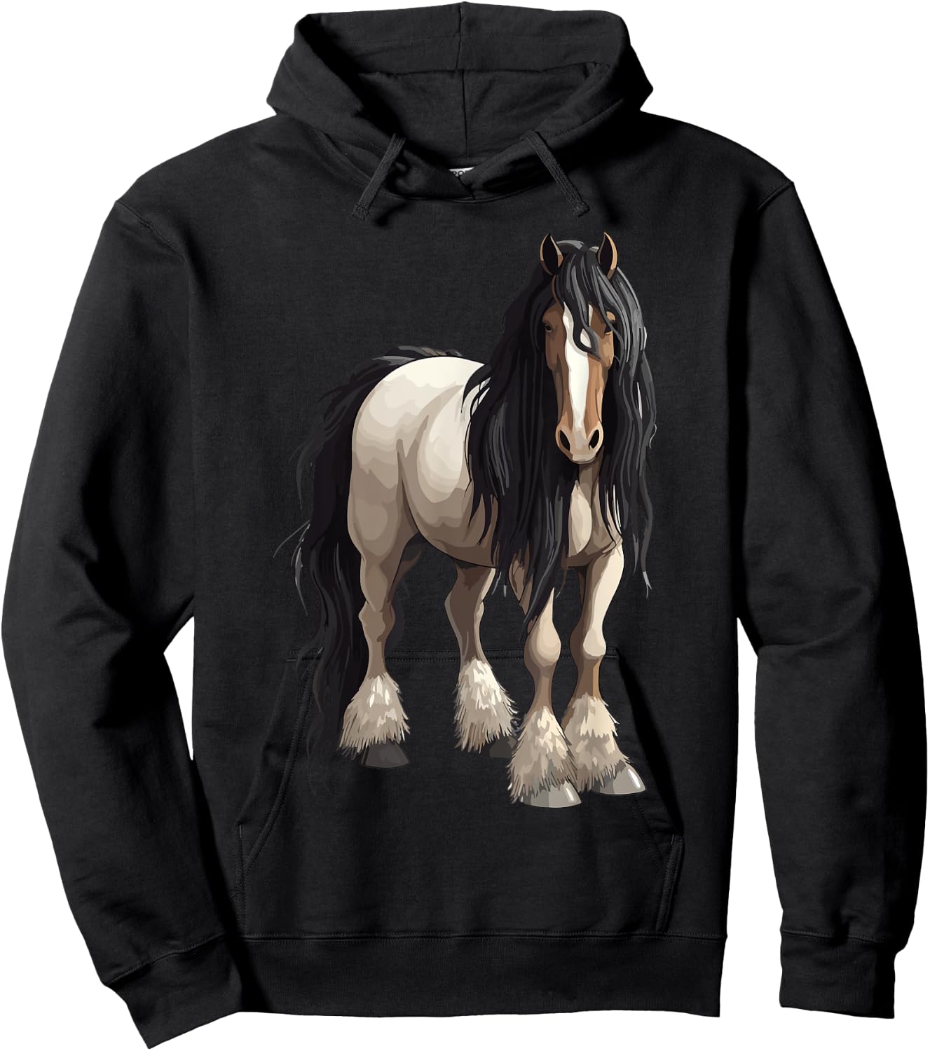 Black Gypsy Vanner Horse Lover Riding Equestrian Hoodie - Hoodie | Black