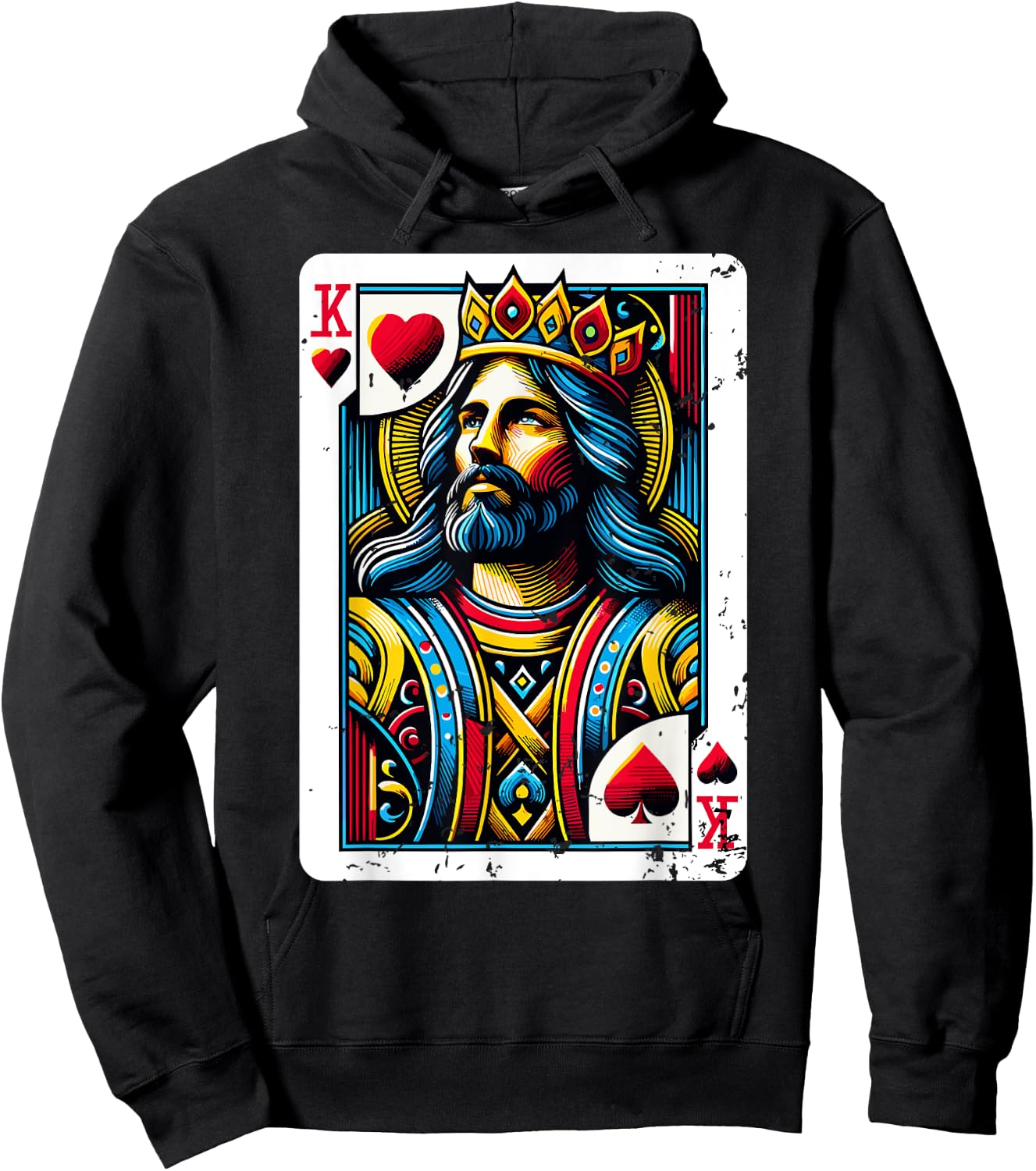 Jesus King Card Christian Bible Hoodie - Hoodie | Black