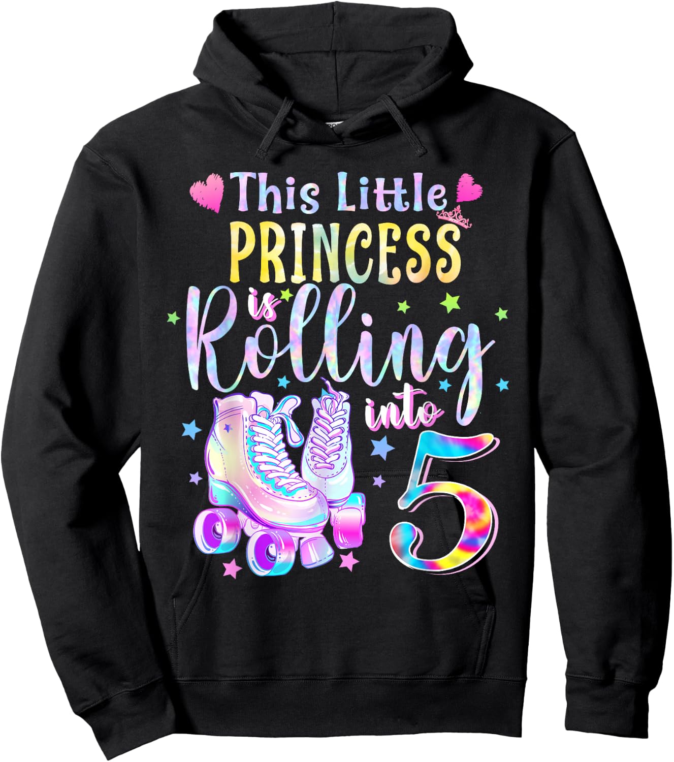 This Little Princess Rolling Into 5 5th Birthday Skate Girls Hoodie - Hoodie | Black