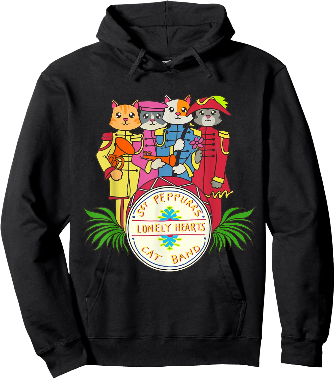 Classic Kitty Sgt. Peppurr's Lonely Hearts Funny Cat Band Hoodie - Hoodie | Black
