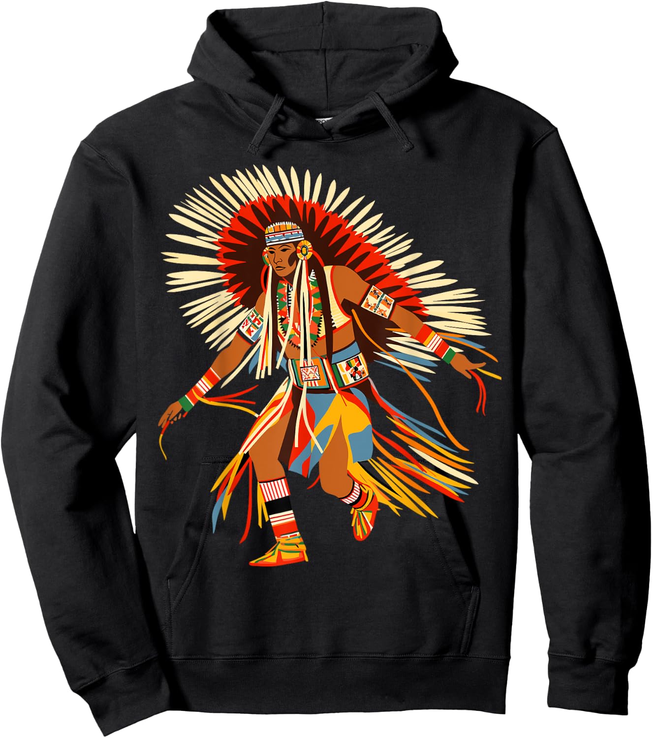Powwow Dancer Native American Indian Traditional Art Style Hoodie - Hoodie | Black
