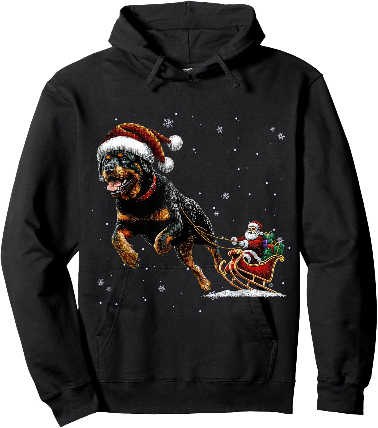 Rottweiler Santa Christmas Tree Lights Ugly Pajama Dog Lover Hoodie - Hoodie | Black
