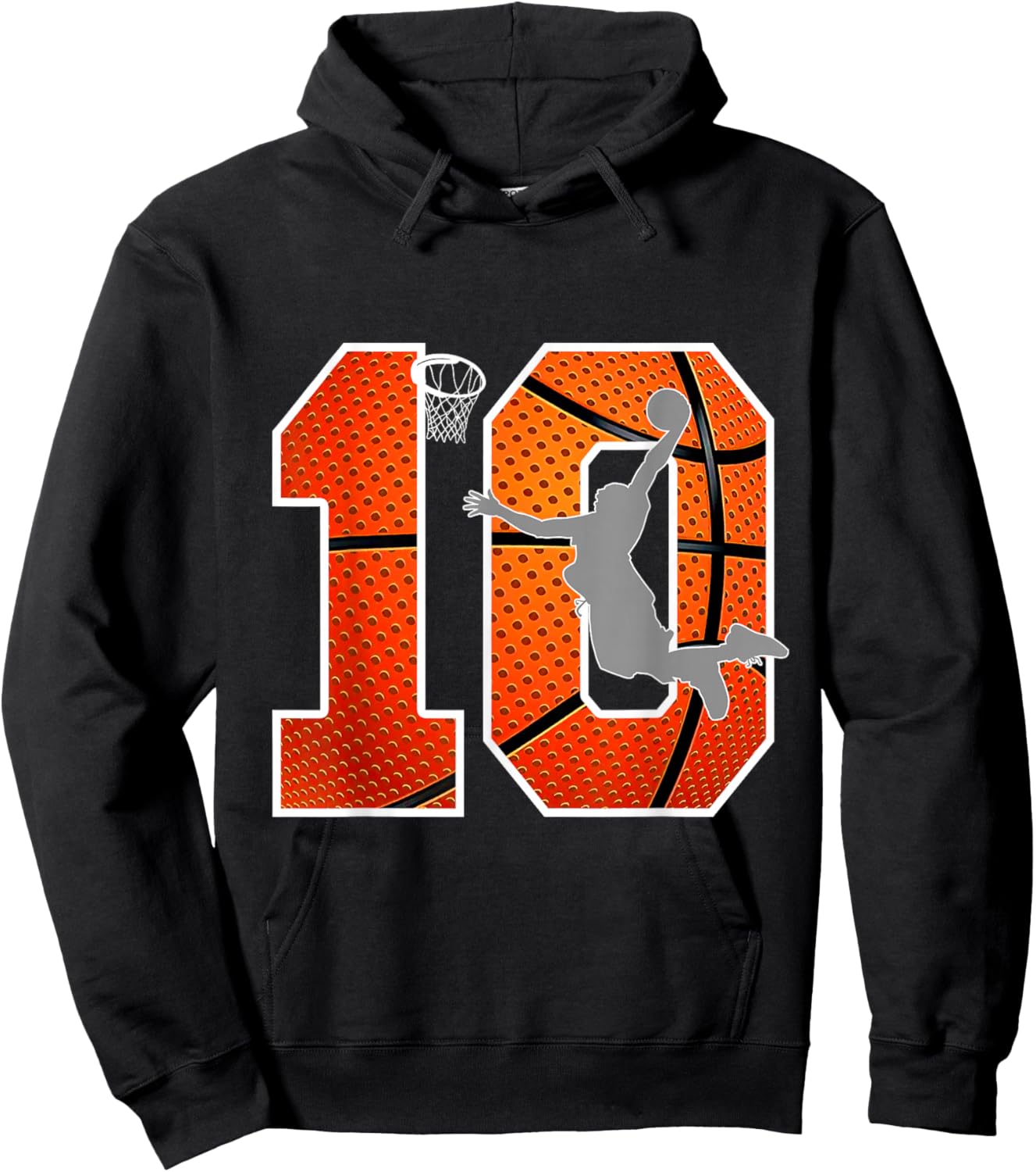 Kids 10 Years Old 10th Basketball Birthday Party Boys Girls Hoodie - Hoodie | Black