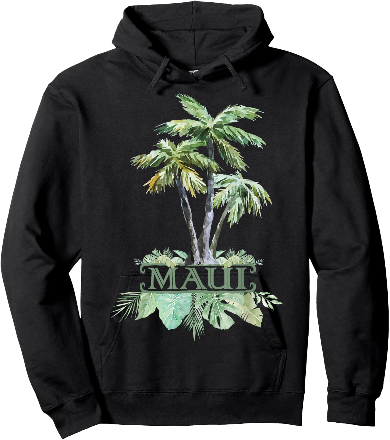 Maui Palms Jungle Rainforest Souvenir Hawaii Gift Travel Hoodie - Hoodie | Black