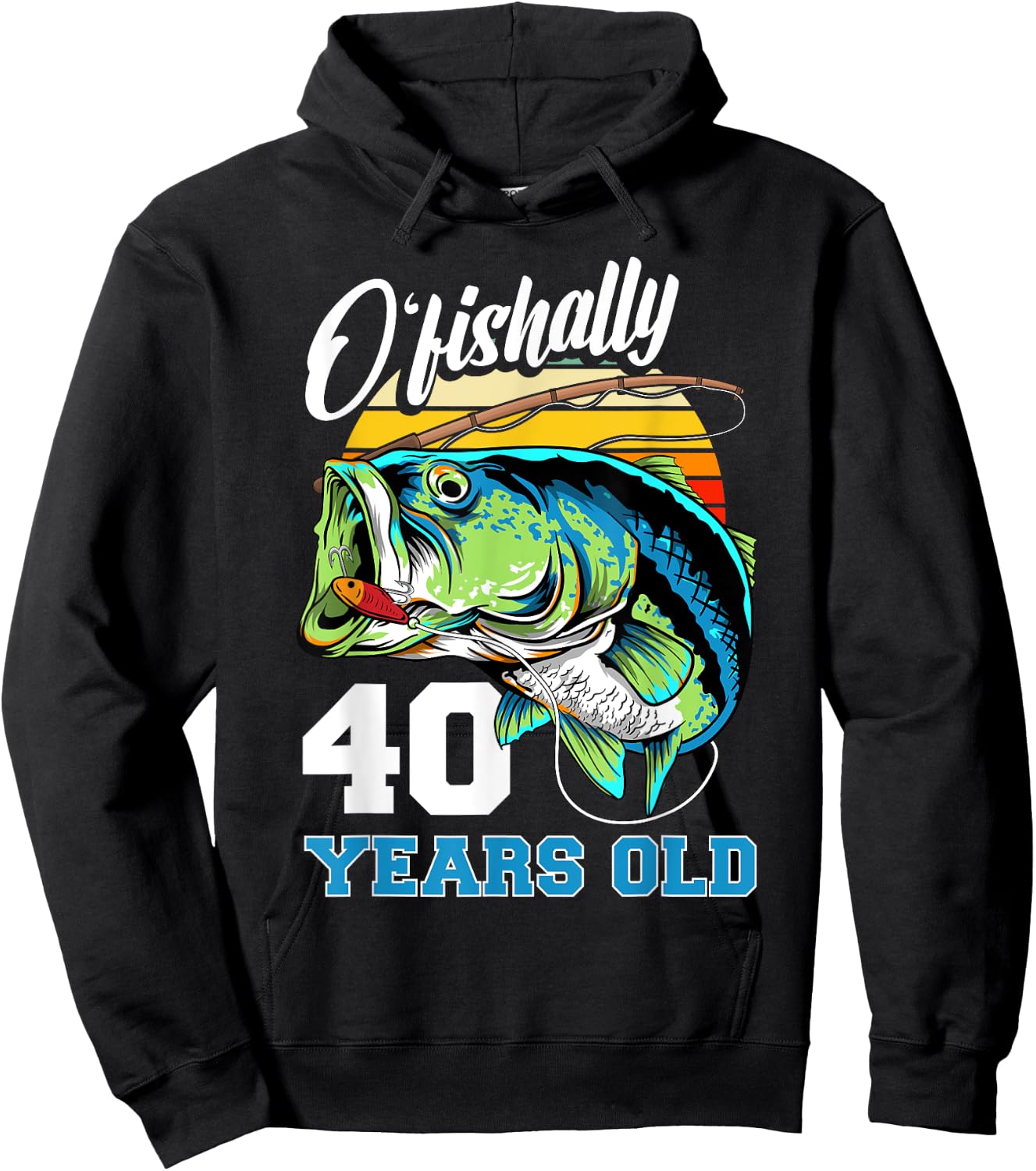 Ofishally 40 Years Old Fisherman 40th Birthday Fishing Hoodie - Hoodie | Black