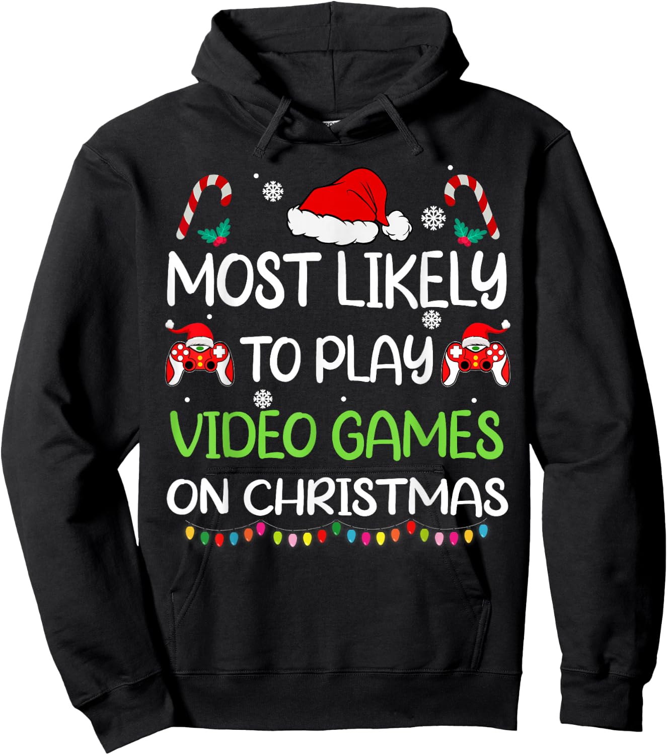 Most Likely To Video Games Christmas family gamer men boys Hoodie - Hoodie | Black
