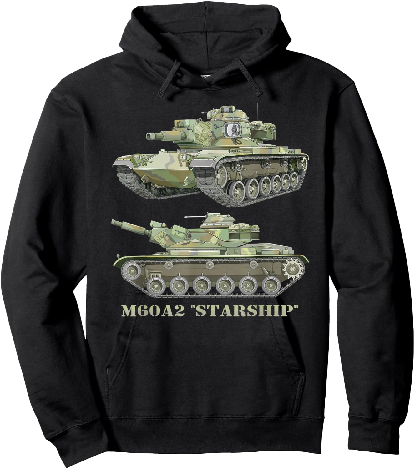 M60A2 Starship American Main Battle Tank Diagram Hoodie - Hoodie | Black