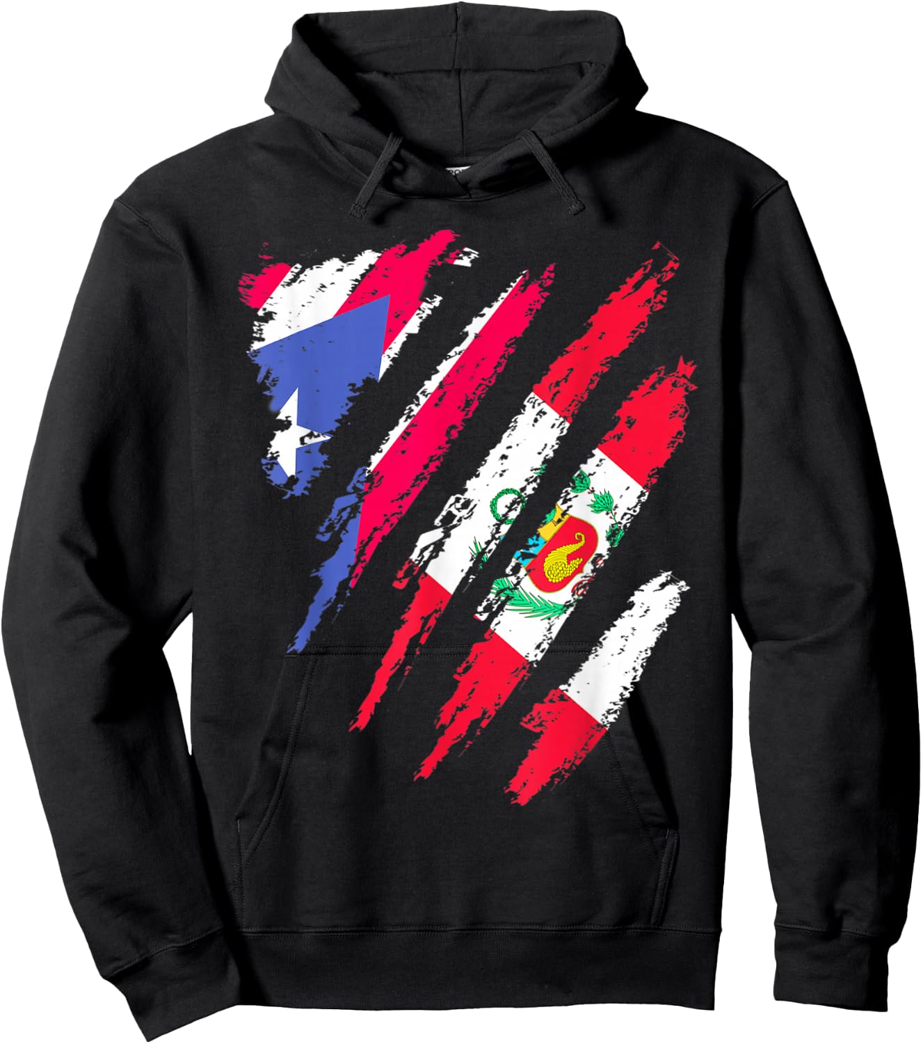 Puerto Rico Flag Peru Grown Patriot Country Stripes Hoodie - Hoodie | Black