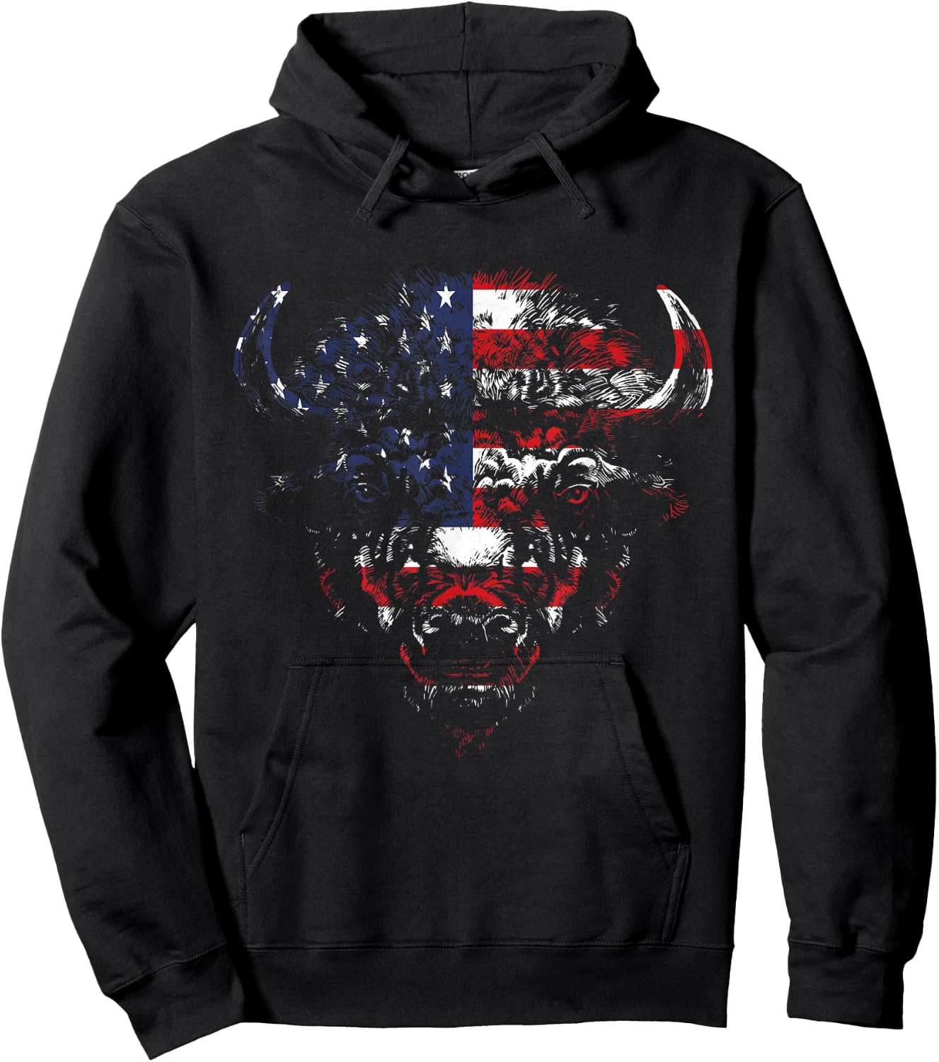 American Buffalo American Bison American Flag American Bison Hoodie - Hoodie | Black