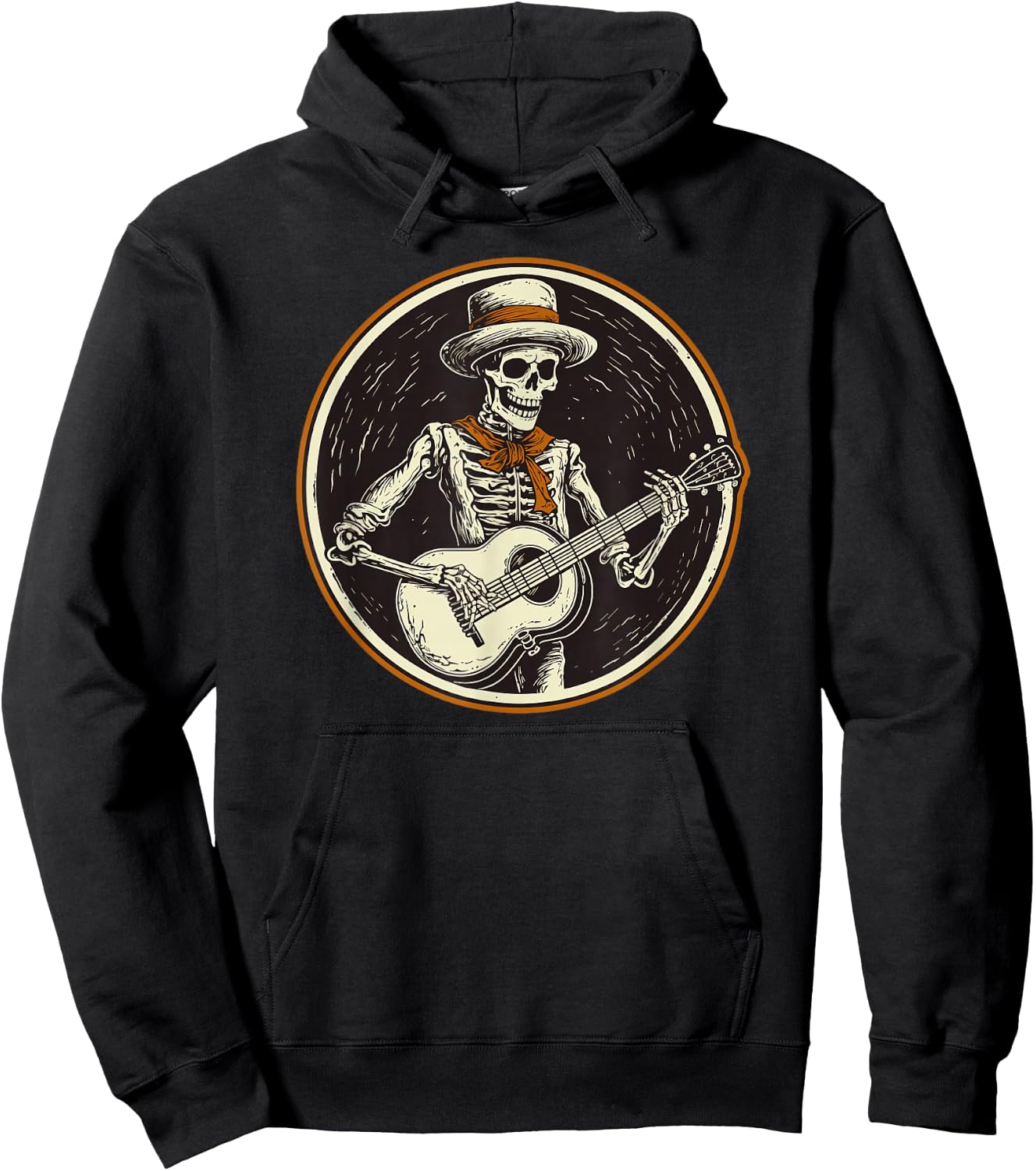 skeleton playing banjo Funny Bluegrass Style Hoodie - Hoodie | Black