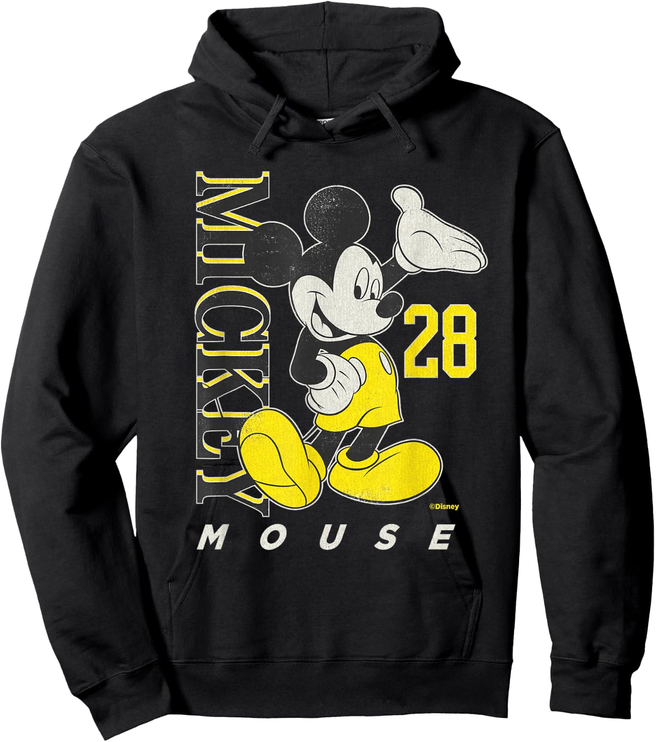 Disney Mickey Mouse Vintage Classics 28 Black & Yellow Hoodie - Hoodie | Black