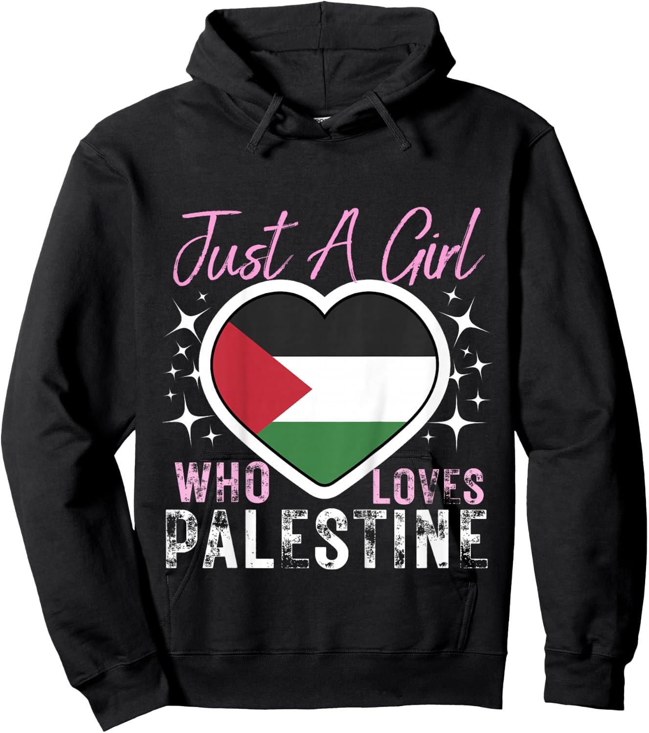 Kids Palestine Just A Girl Who Loves Palestine Heart Flag Girls Hoodie - Hoodie | Black