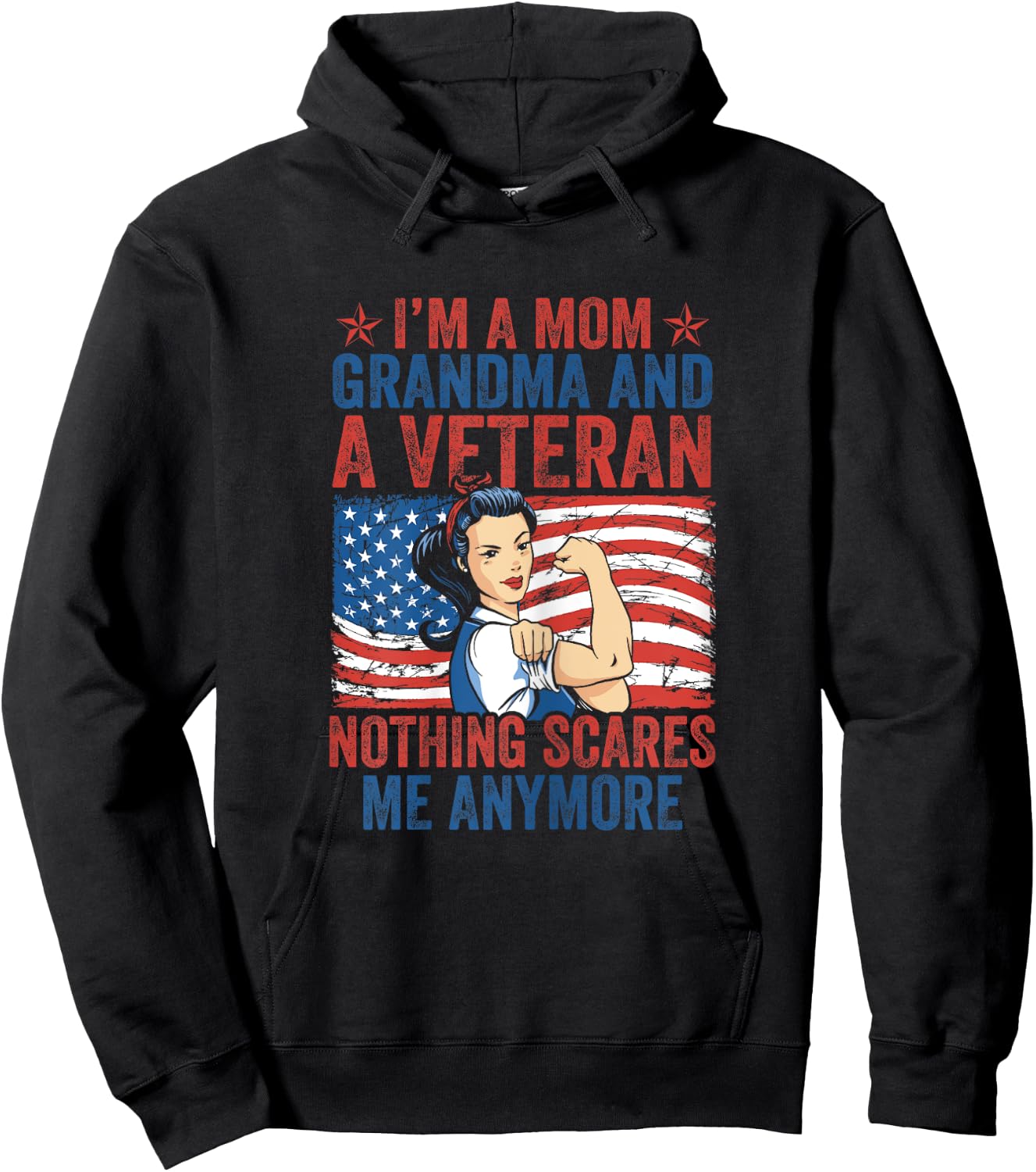 Female Veteran I'm A Mom Grandma And A Veteran Veteran's Day Hoodie - Hoodie | Black