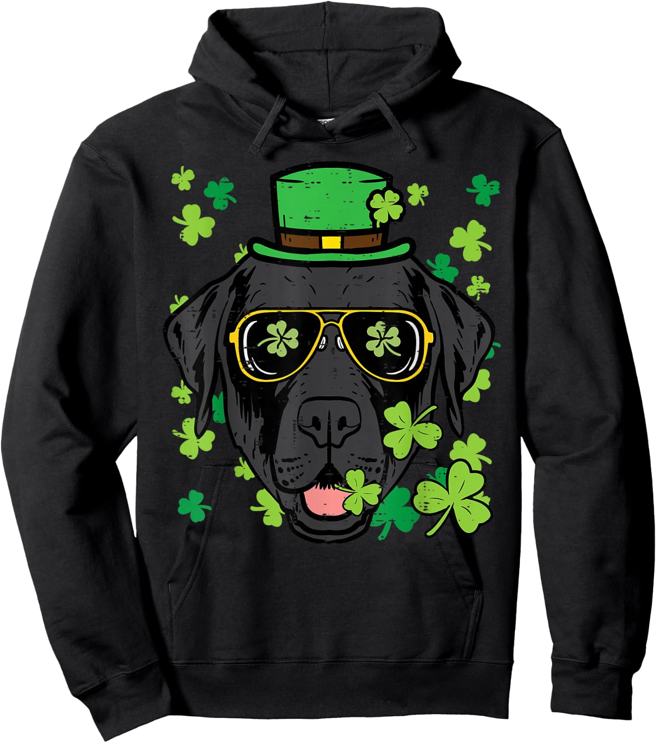 St Patricks Day Labrador Dog Saint Pattys Men Women Kids Hoodie - Hoodie | Black