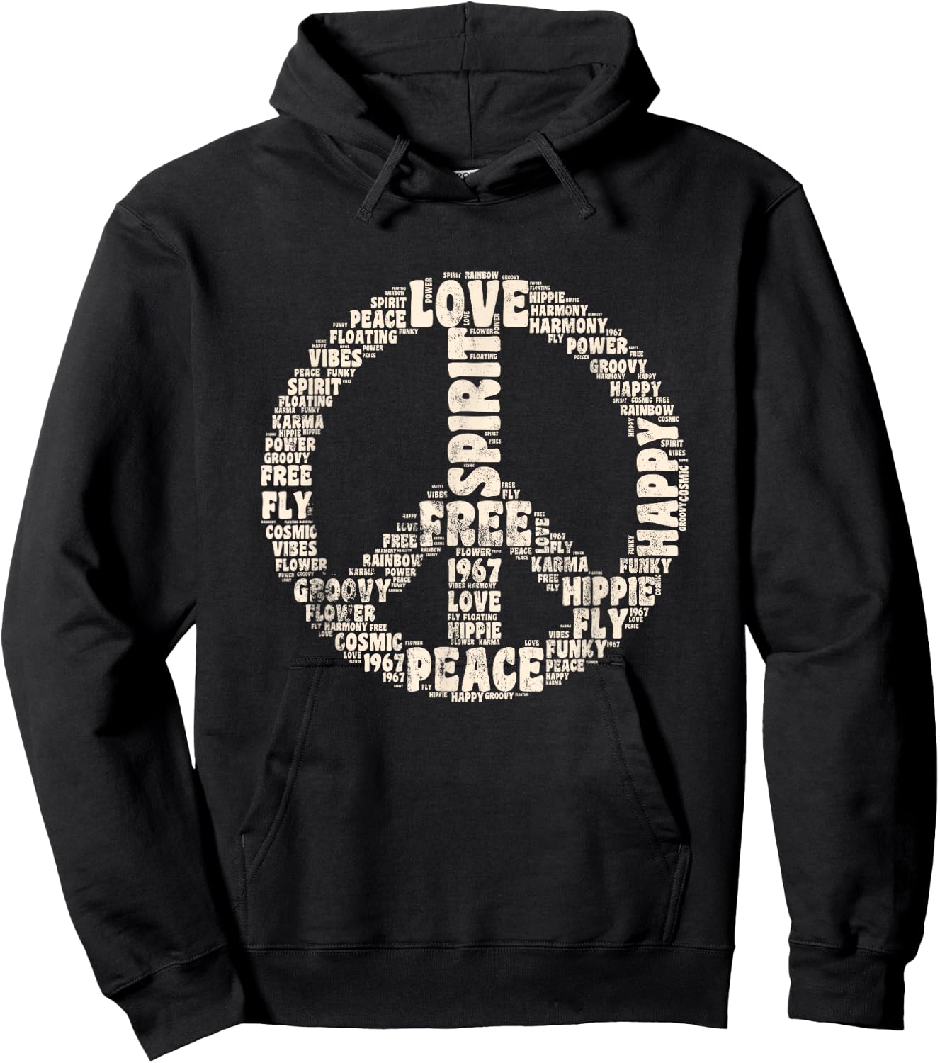Peace Symbol Love Hippie Costume 60s 70s Peace Sign Hoodie - Hoodie | Black