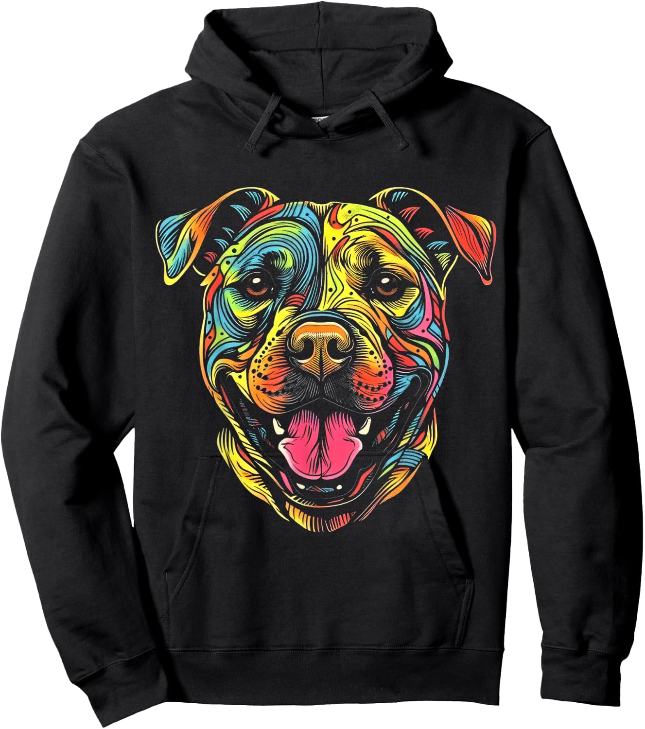 Pit Bull Mom Dog Lover Colorful Artistic Pitbull Owner Women Hoodie - Hoodie | Black