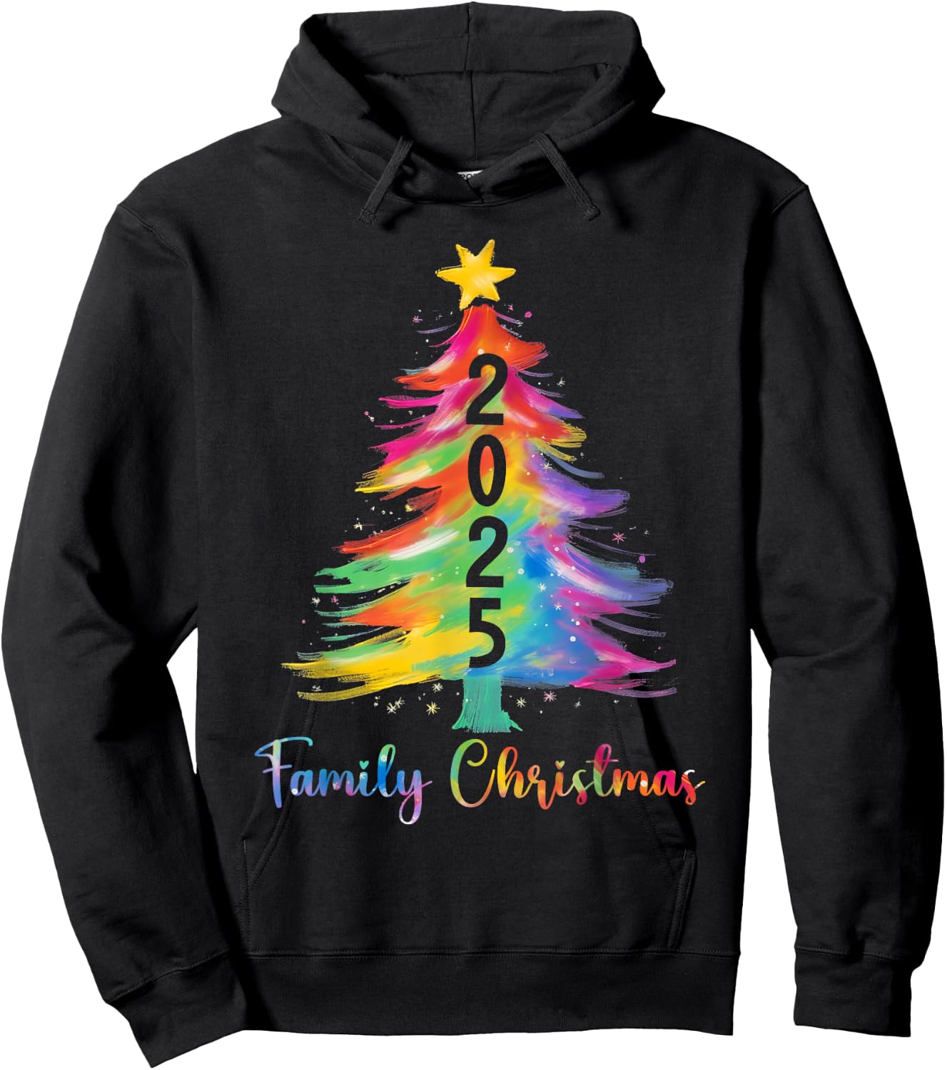 Family Christmas 2025 Color Xmas Tree Matching Family Xmas Hoodie - Hoodie | Black