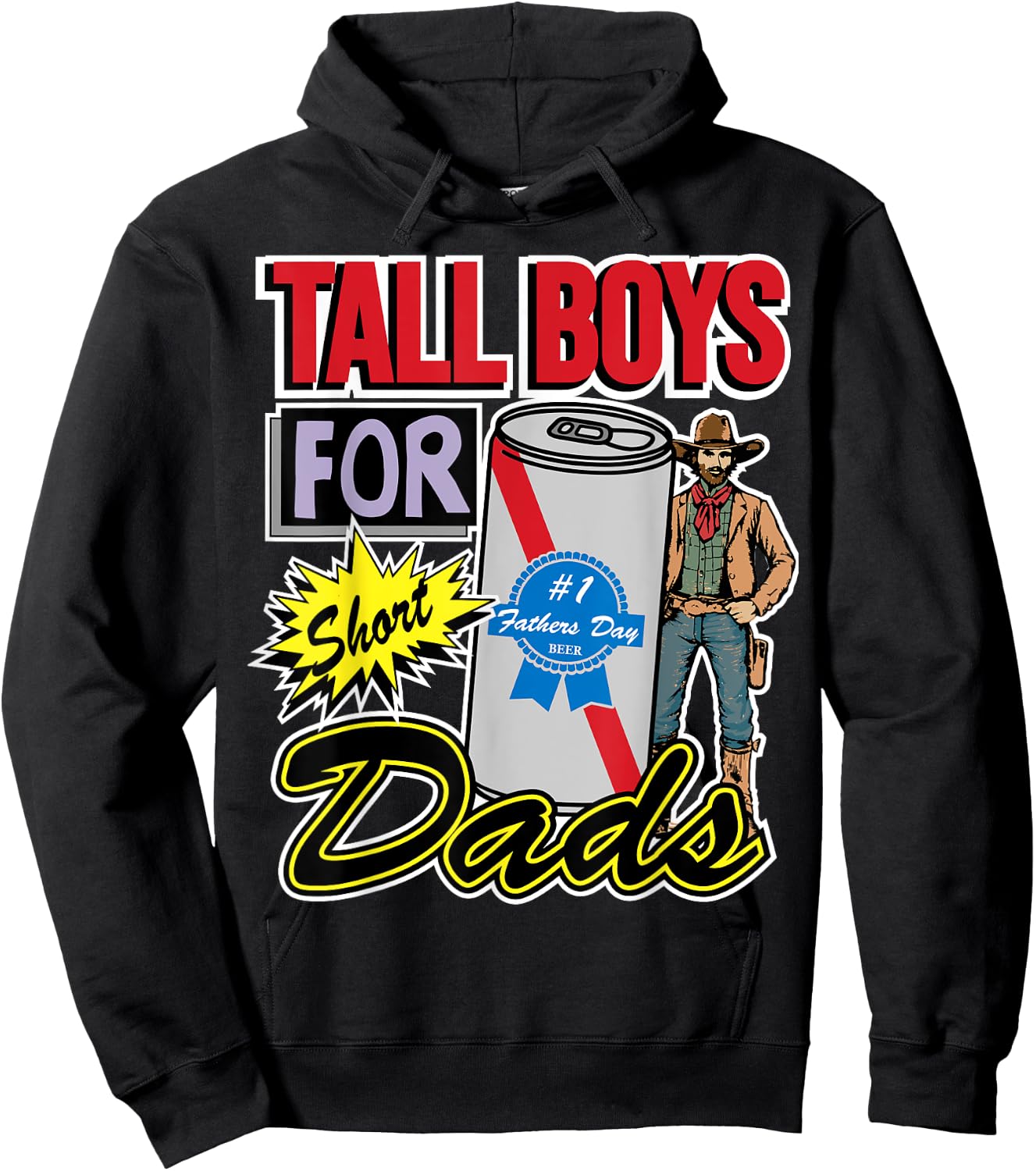 Tall Boys for Short Kings Dads Fathers Day Beer Lover Hoodie - Hoodie | Black