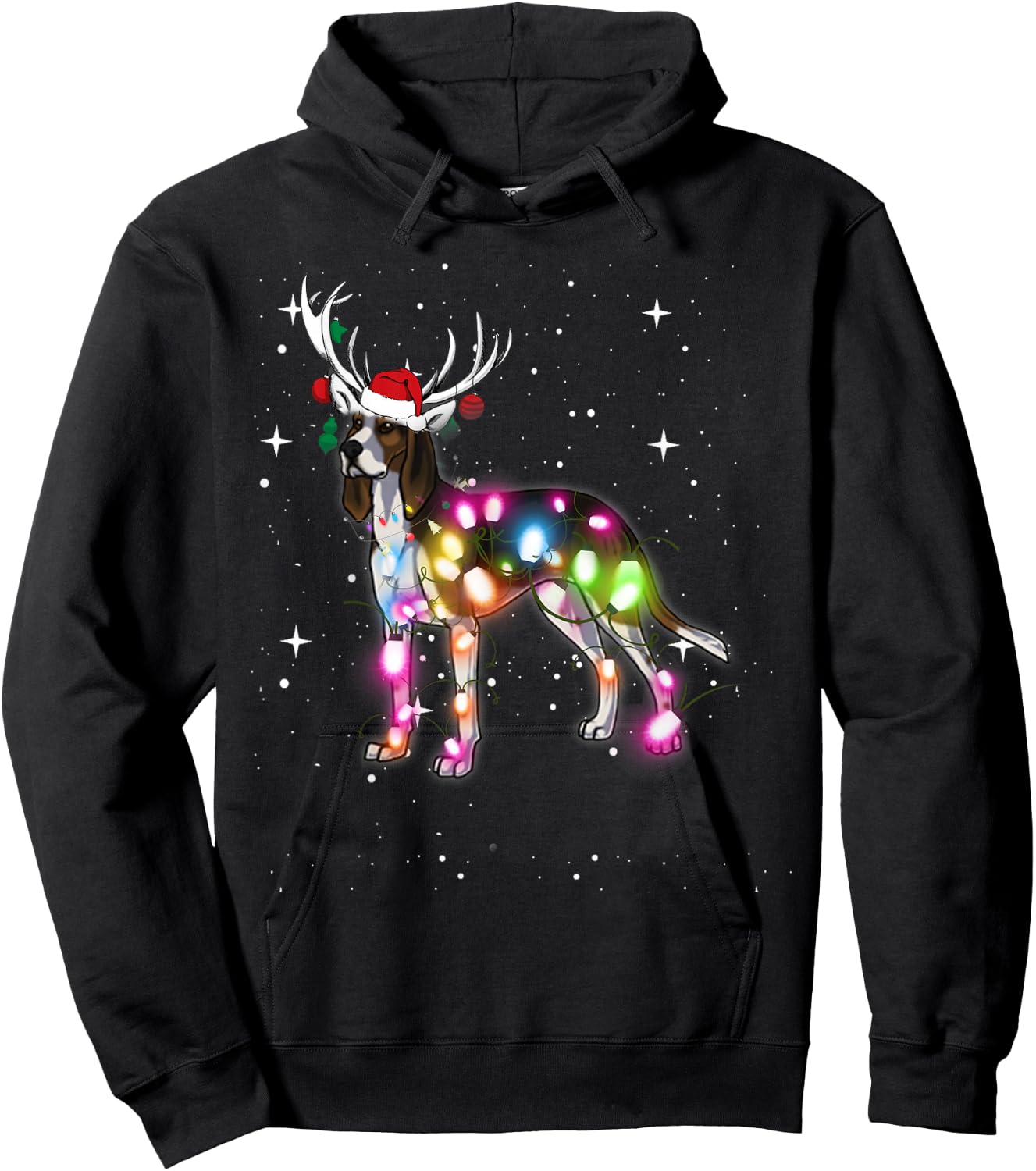 Treeing Walker Coonhound Christmas Lights Pajama Funny Dog Women Kids Hoodie - Hoodie | Black