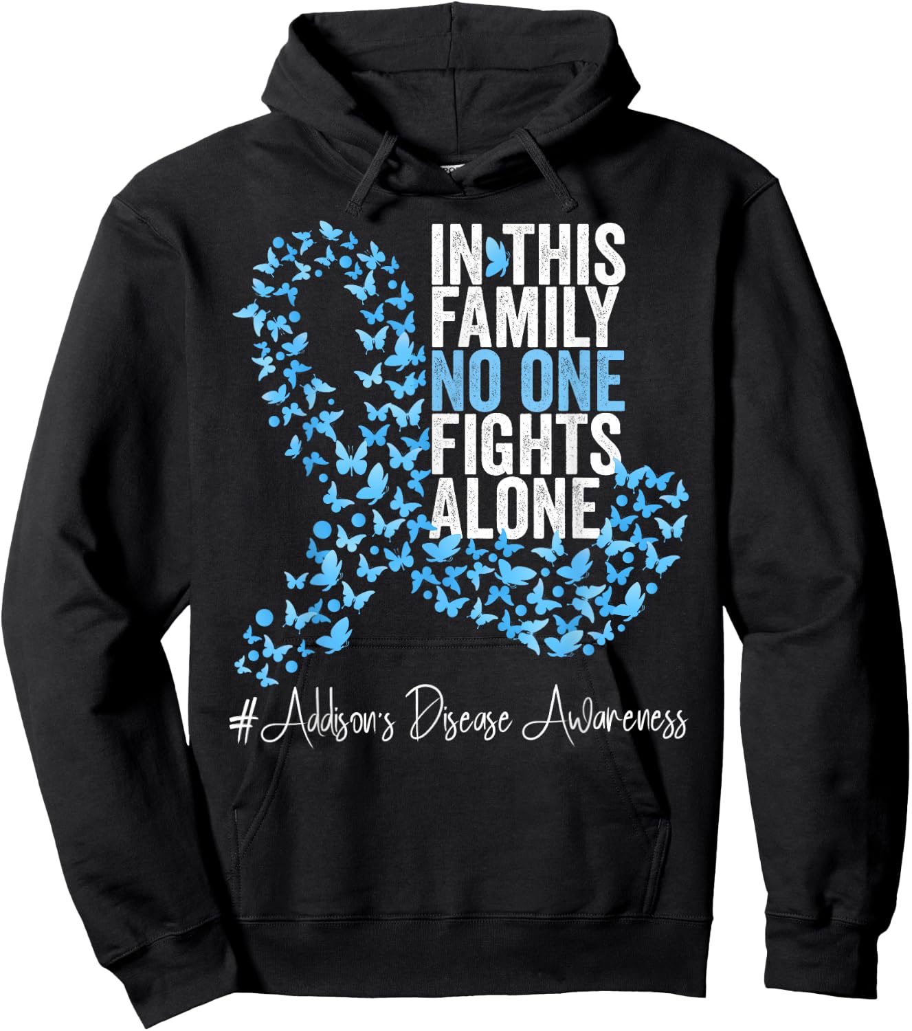 Addison's disease Awareness Month Light Blue Ribbon Hoodie - Hoodie | Black