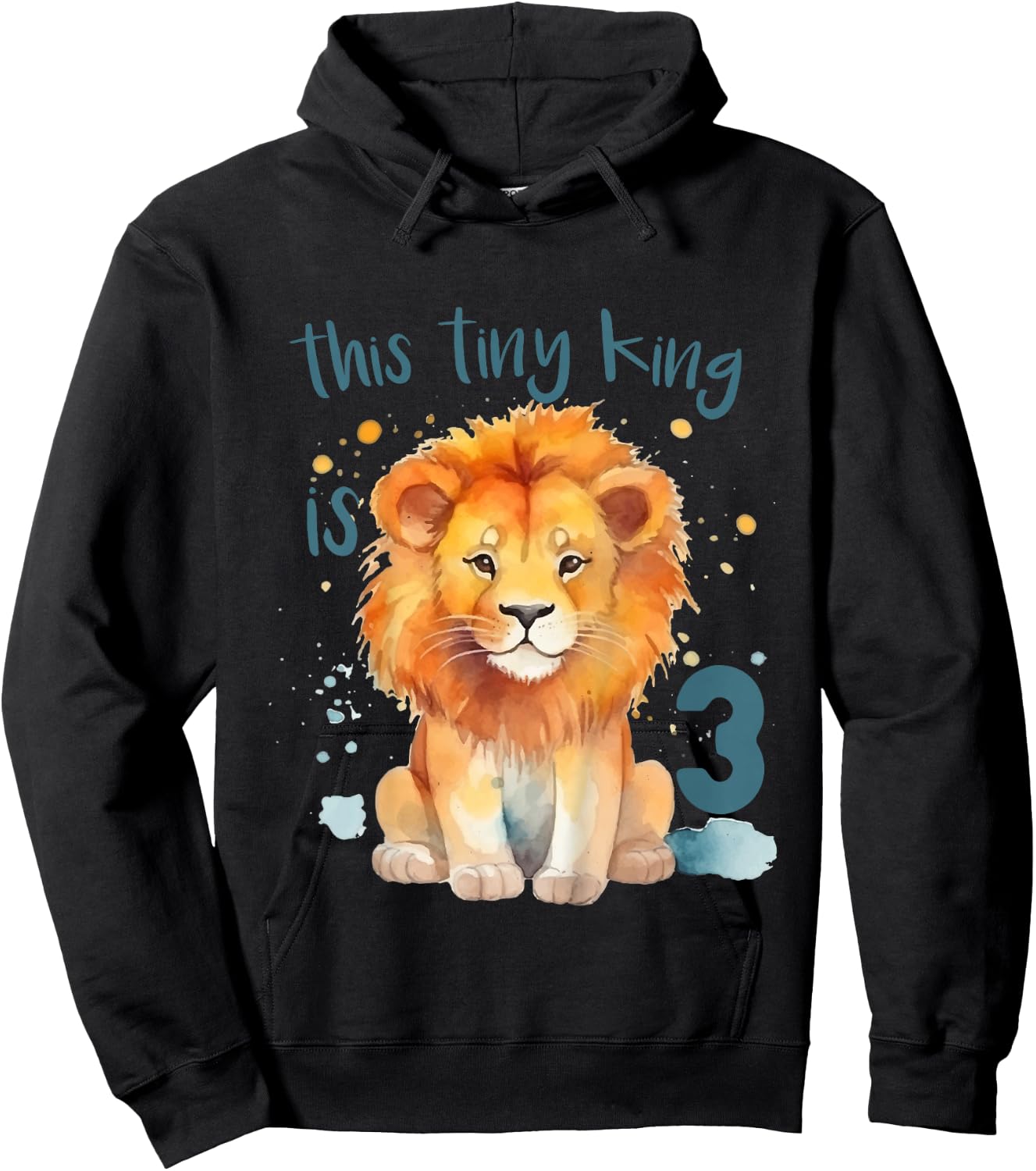 Kids This Tiny King is 3 Year Old Birthday Boy 3rd Birthday Lion Hoodie - Hoodie | Black