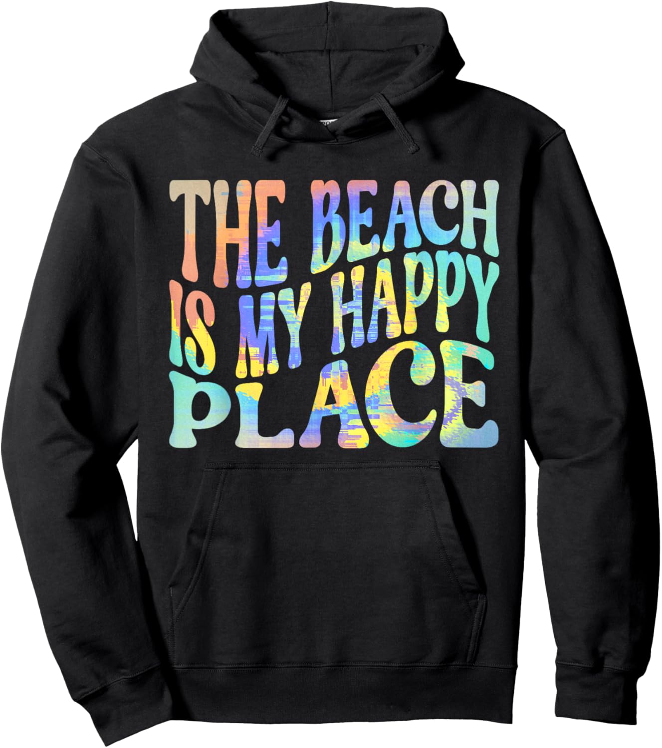 The Beach Is My Happy Place Fun Summer Beach Lover Hoodie - Hoodie | Black