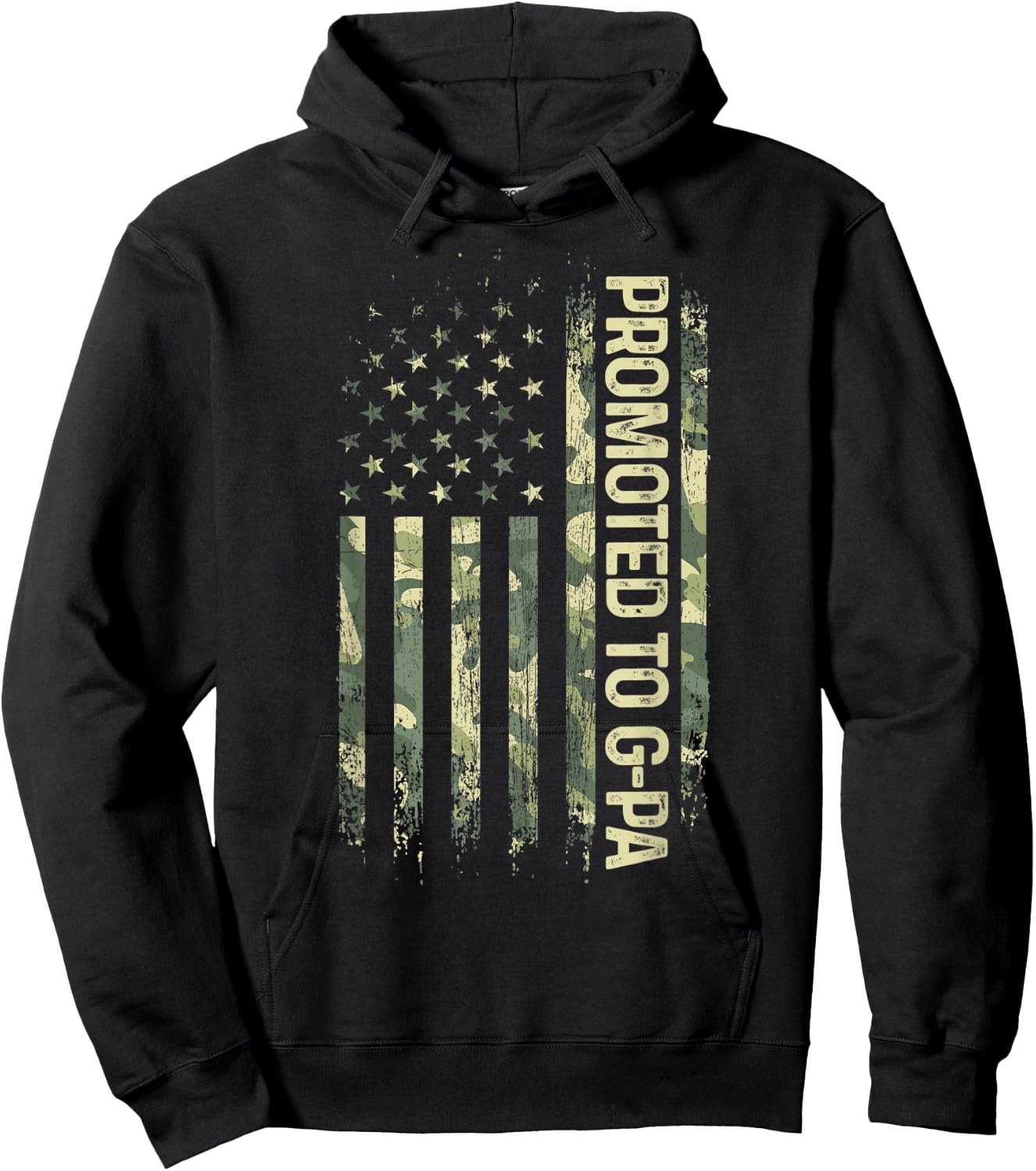 Promoted To G-Pa Camo American Flag Father's Day Hoodie - Hoodie | Black