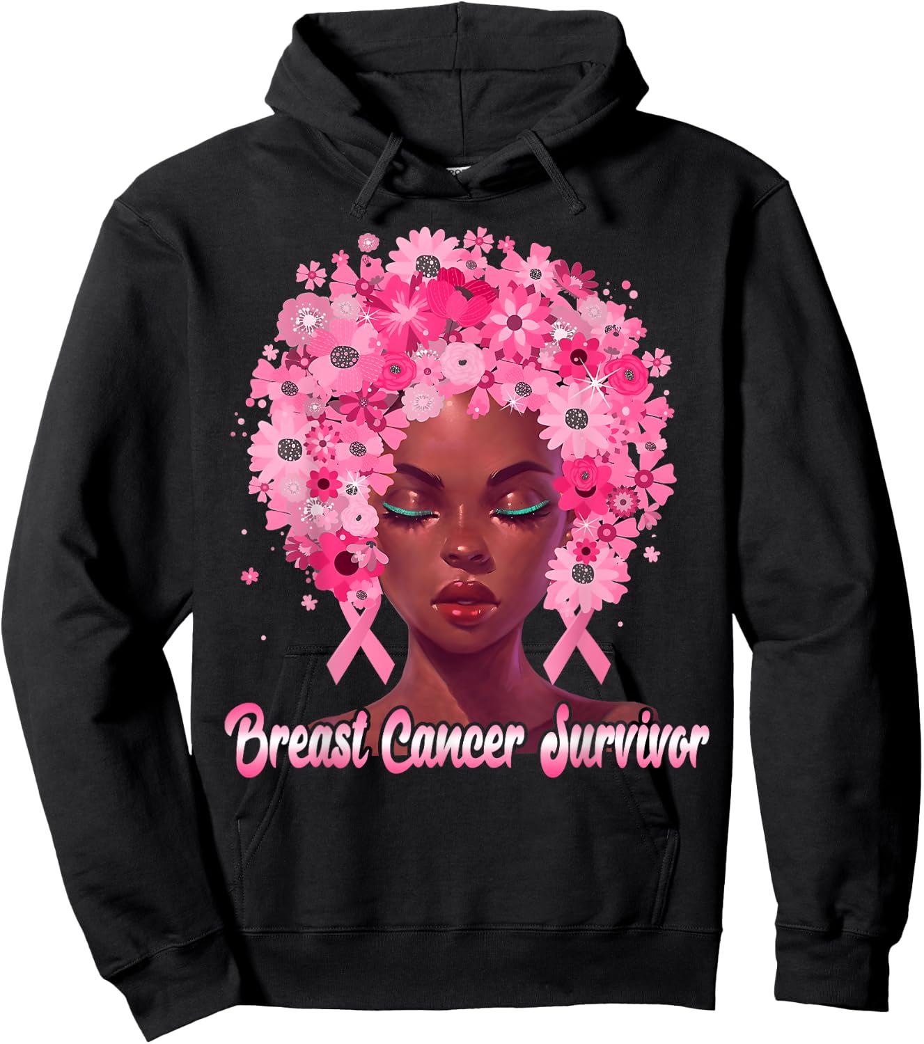 Strong Black Queen Survivor Breast Cancer Awareness Month Hoodie - Hoodie | Black