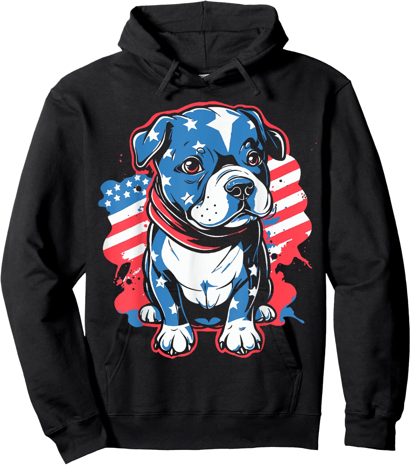 Patriotic Pitbull Puppy | 4th July American Pitbull Dog Dad Men Hoodie - Hoodie | Black