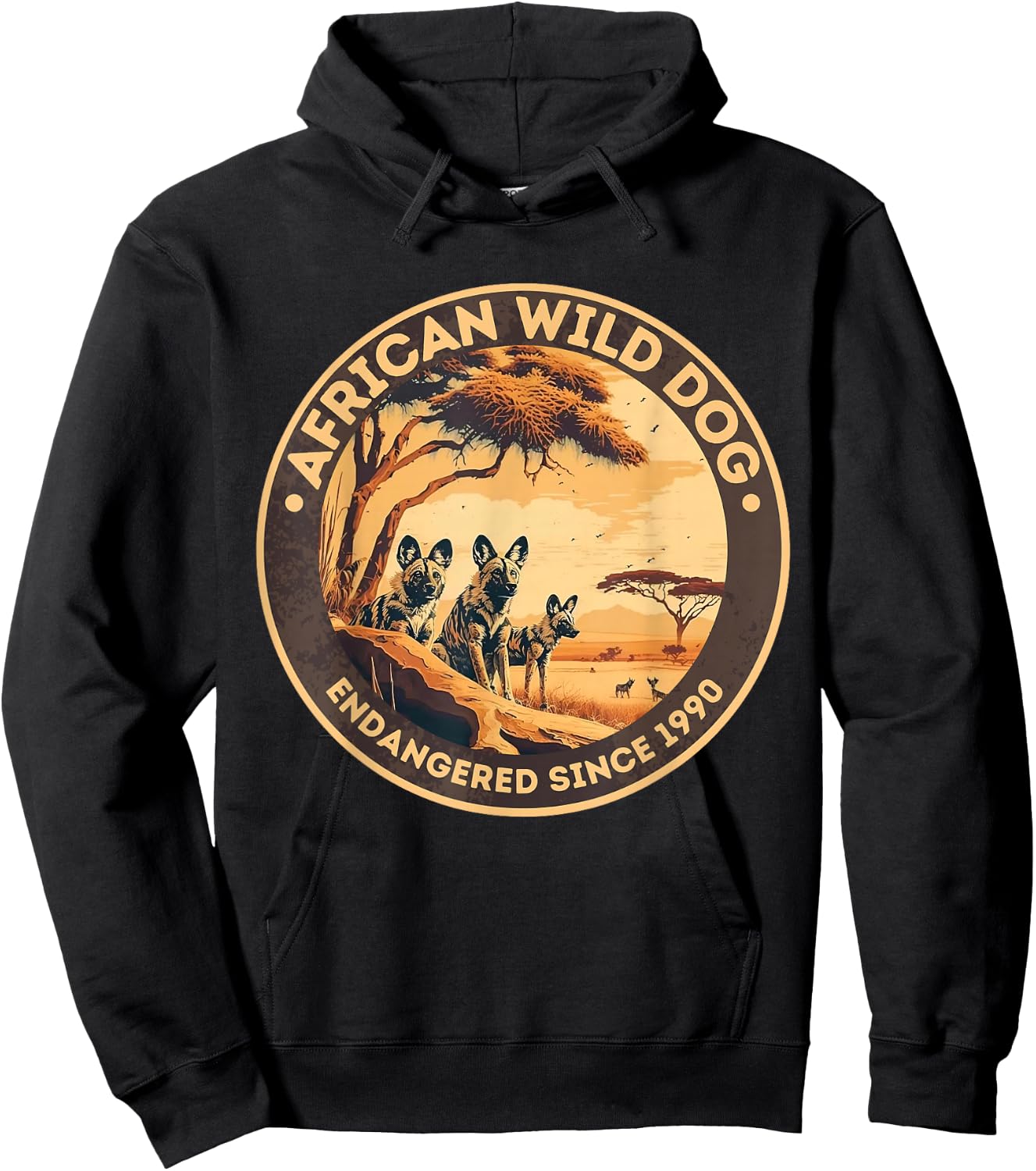 African Wild Dog Endangered Species Men Women Hoodie - Hoodie | Black