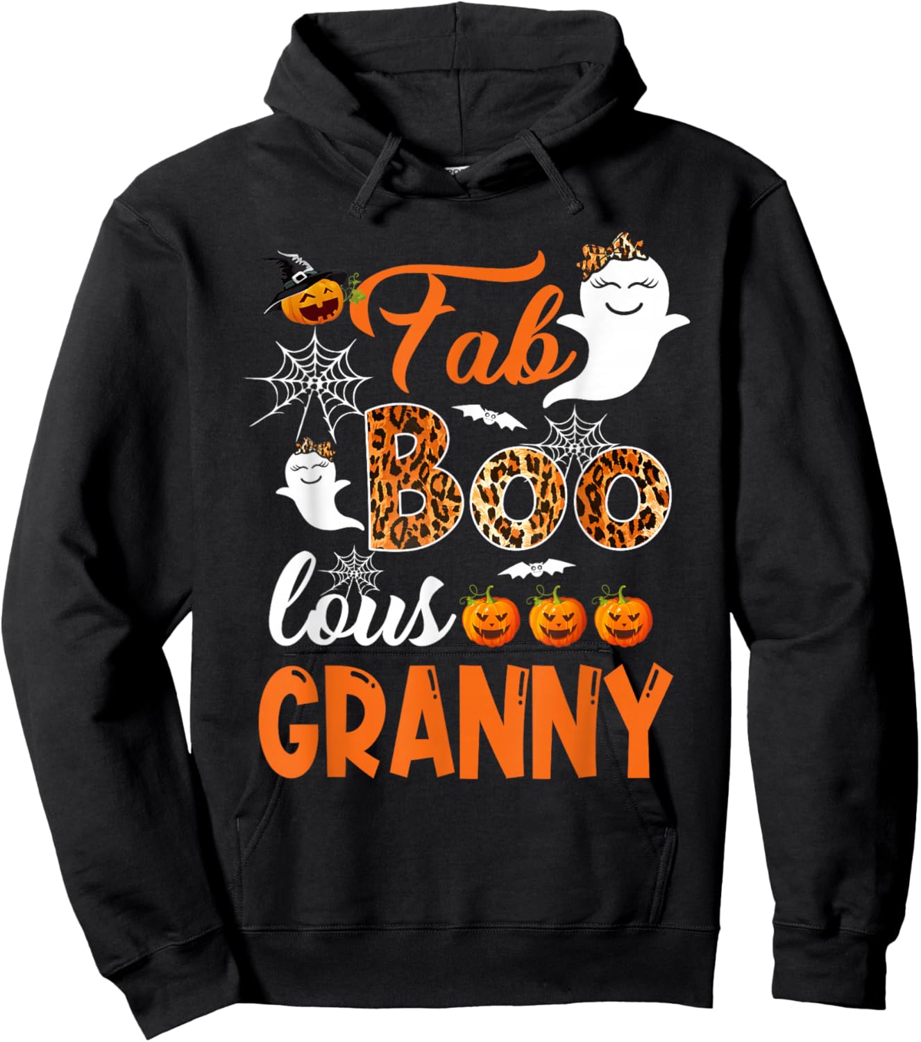Leopard Fab Boo Lous Granny Spooky Halloween Costume Gift Hoodie - Hoodie | Black