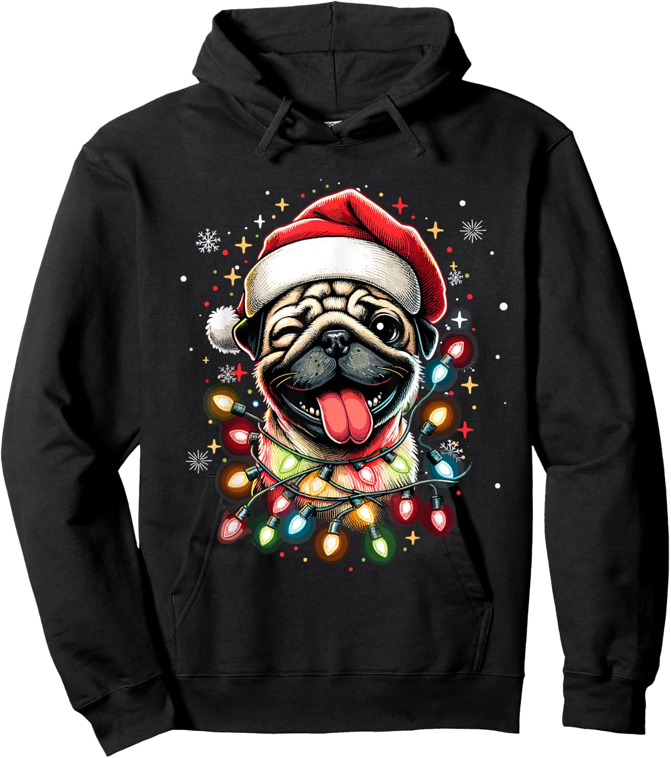 Pug Christmas Tree Dog Santa Xmas Boys Girls Merry Dogmas Hoodie - Hoodie | Black