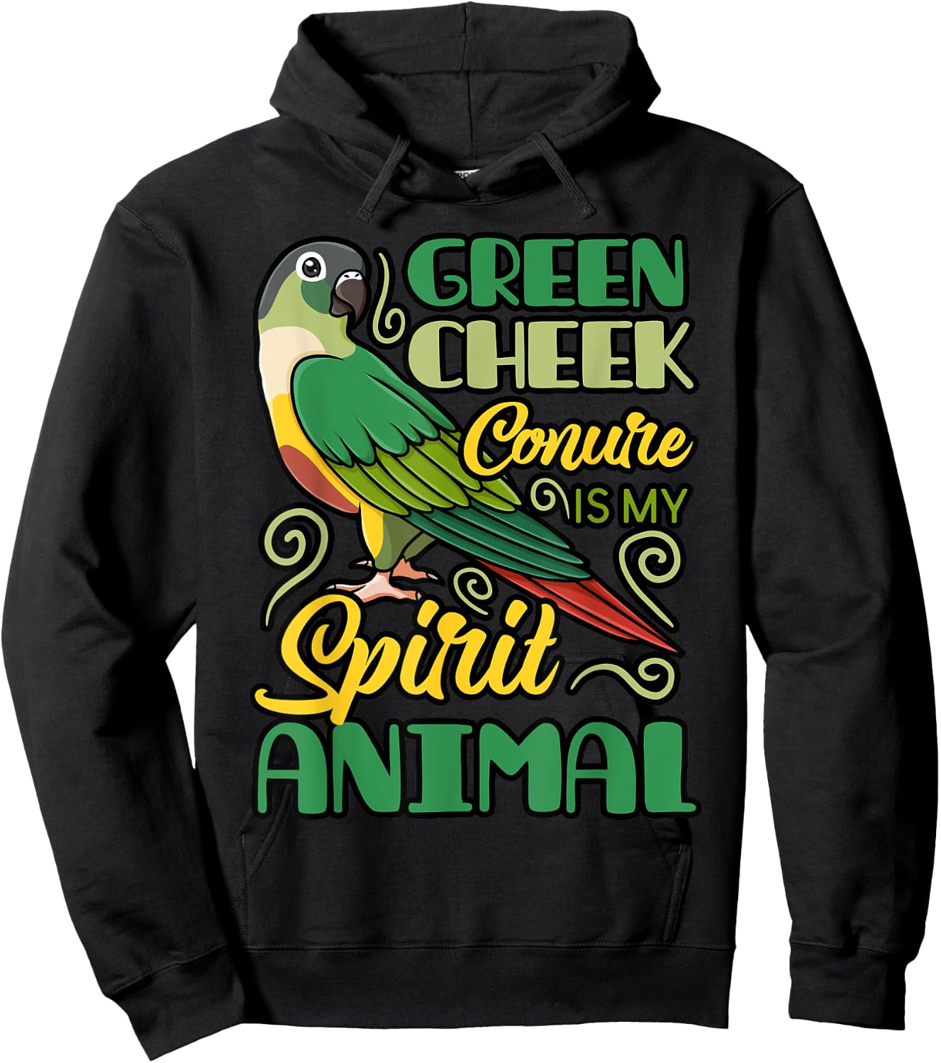 Green Cheek Conure Funny Animals Cute Birds Hoodie - Hoodie | Black