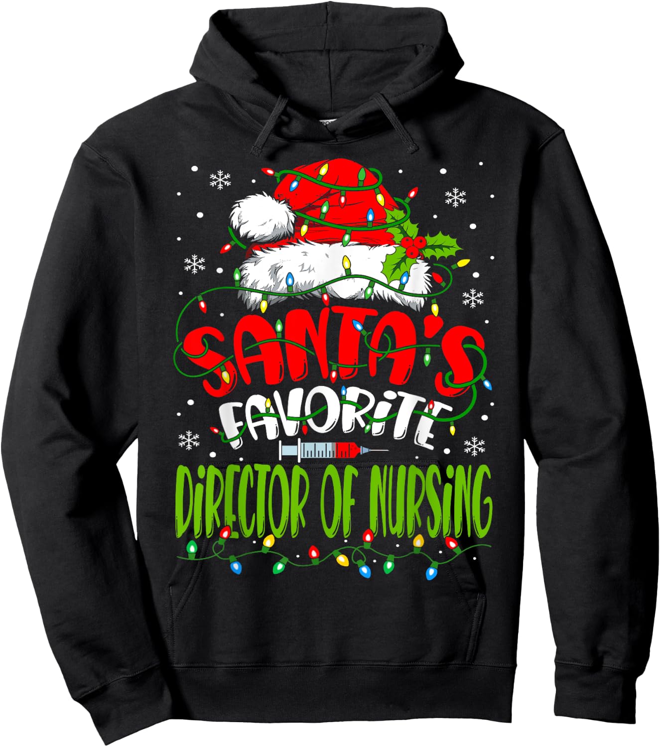 Santa Favorite Director Of Nursing Funny Christmas Nursing Hoodie - Hoodie | Black