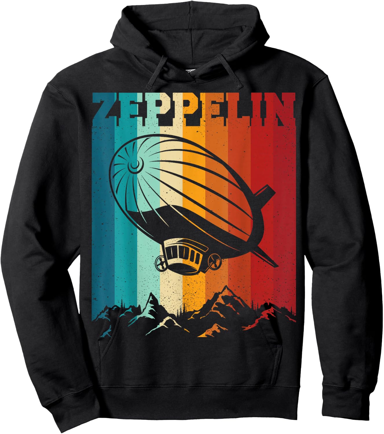 Dirigible Airship Retro Zeppelin 70s 80s Zepelin Zepplin Hoodie - Hoodie | Black