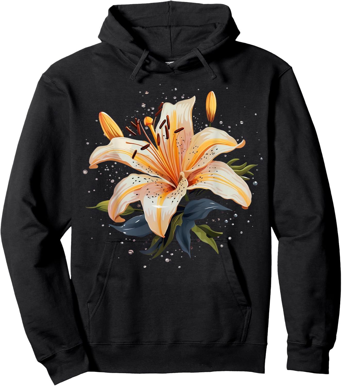 Shattered Lily flower with Lily petals Hoodie - Hoodie | Black
