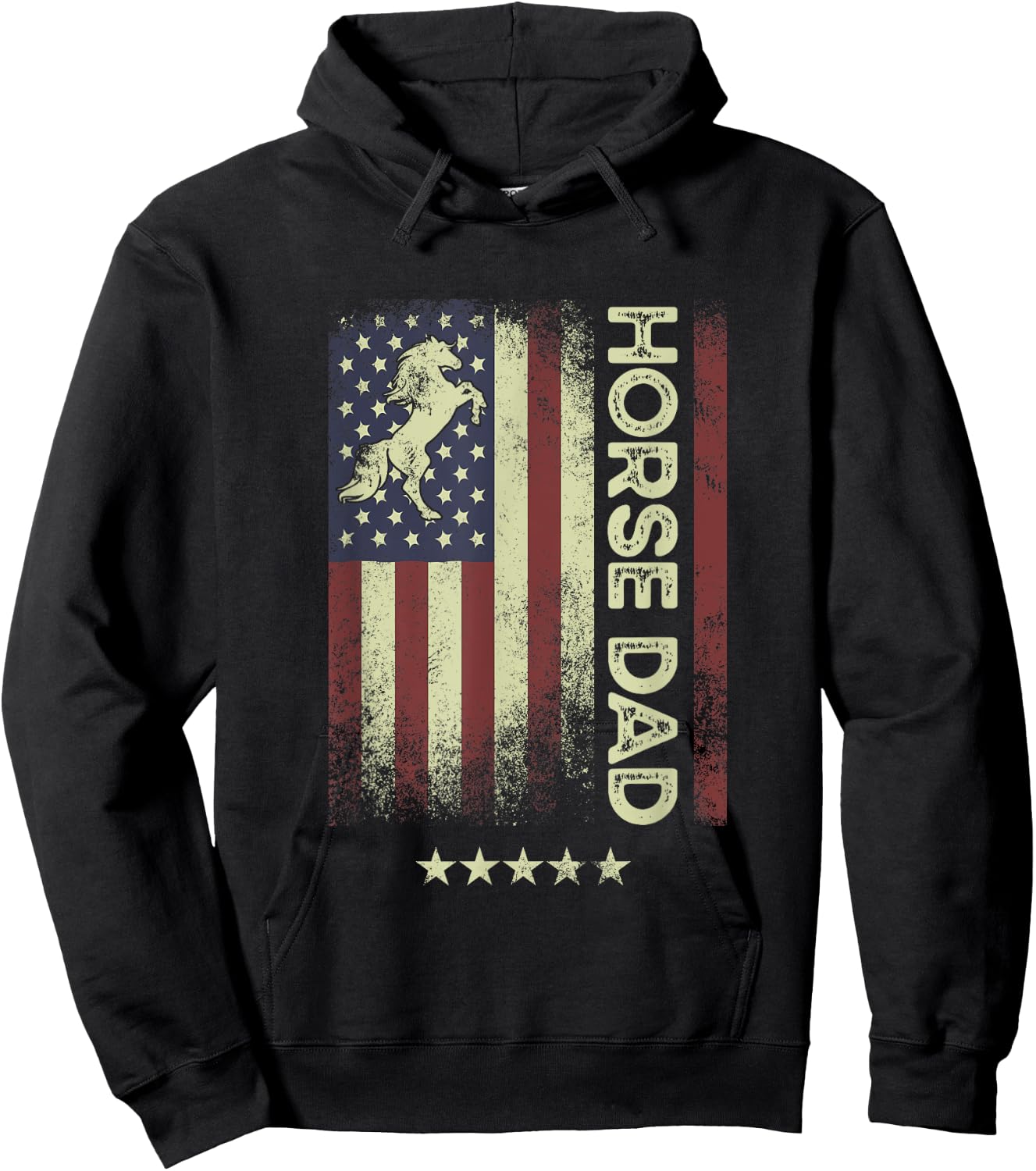 USA American Flag - Horse Dad Women Men Hoodie - Hoodie | Black