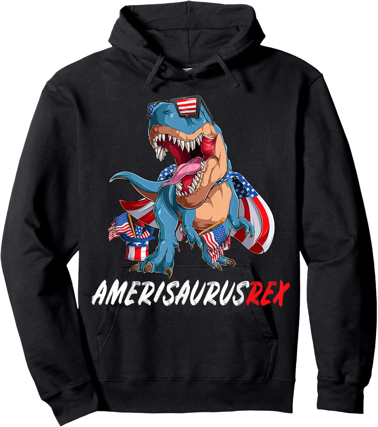 4th July T Rex America Dinosaur Independence Day Patriot USA Hoodie - Hoodie | Black
