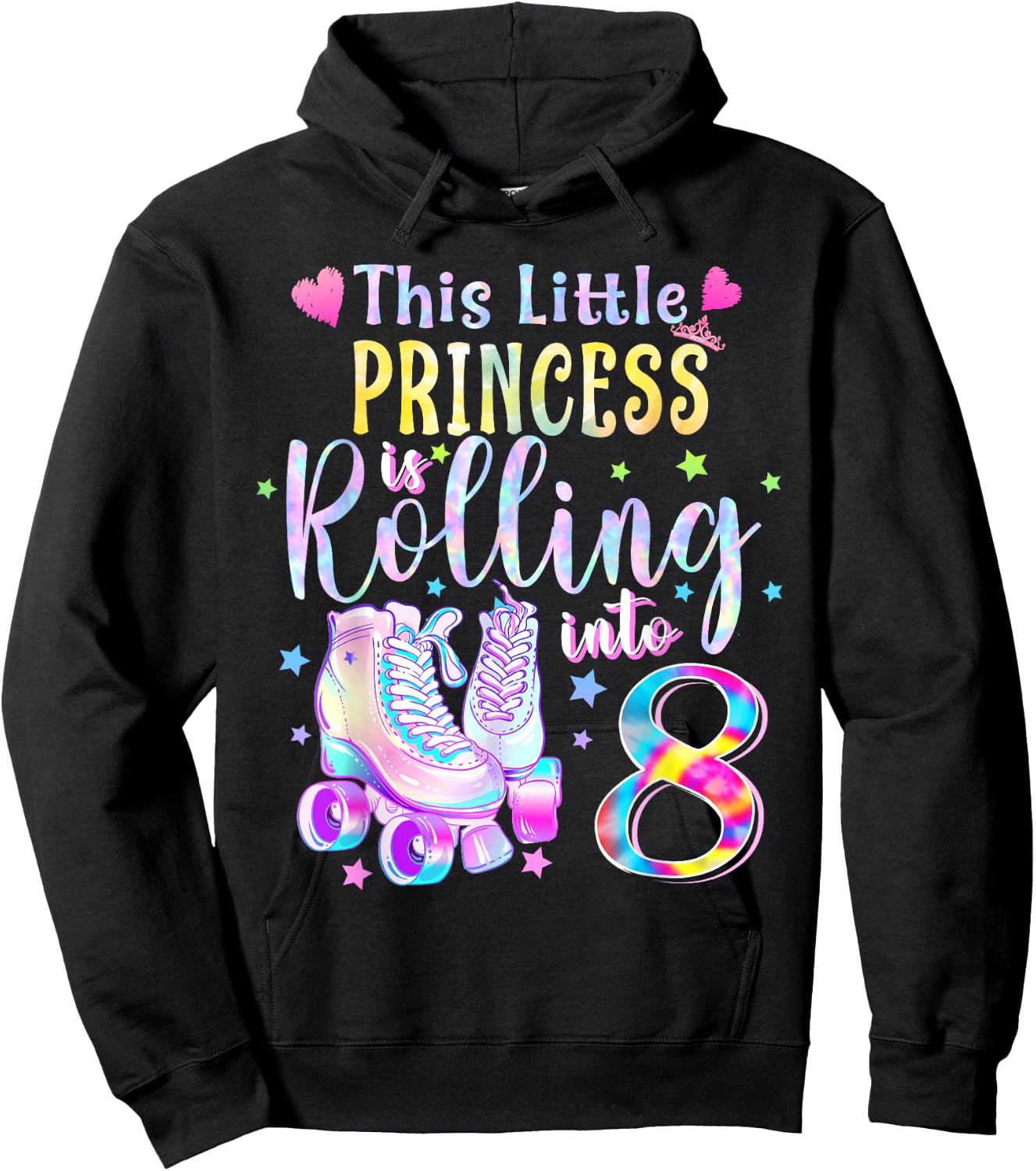 This Little Princess Rolling Into 8 8th Birthday Skate Girls Hoodie - Hoodie | Black