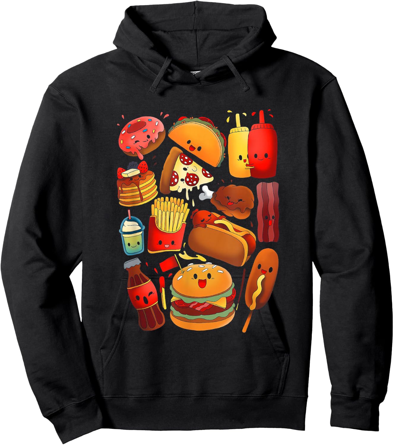 Funny fast food - Fastfood Graphic kawaii Hoodie - Hoodie | Black