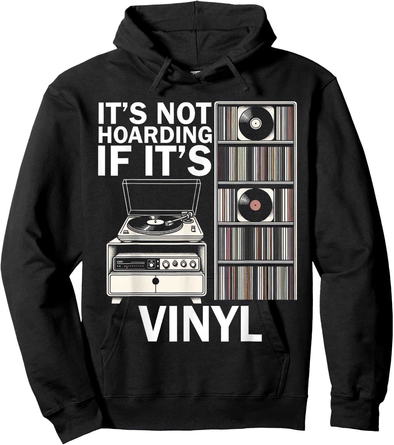 Retro Vinyl Records Player Lover Vinyl Record Music Hoarding Hoodie - Hoodie | Black