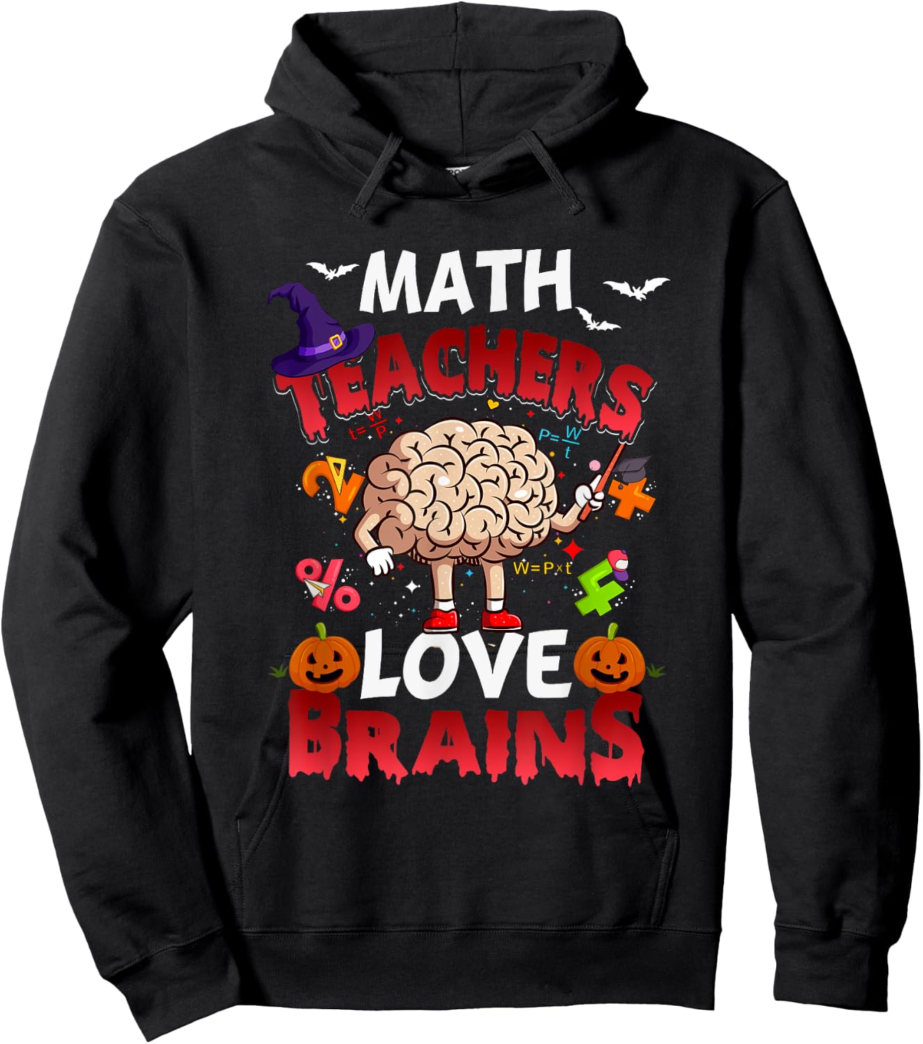 Math Teachers Love Brains Mathematic Halloween Math Teacher Women Hoodie - Hoodie | Black