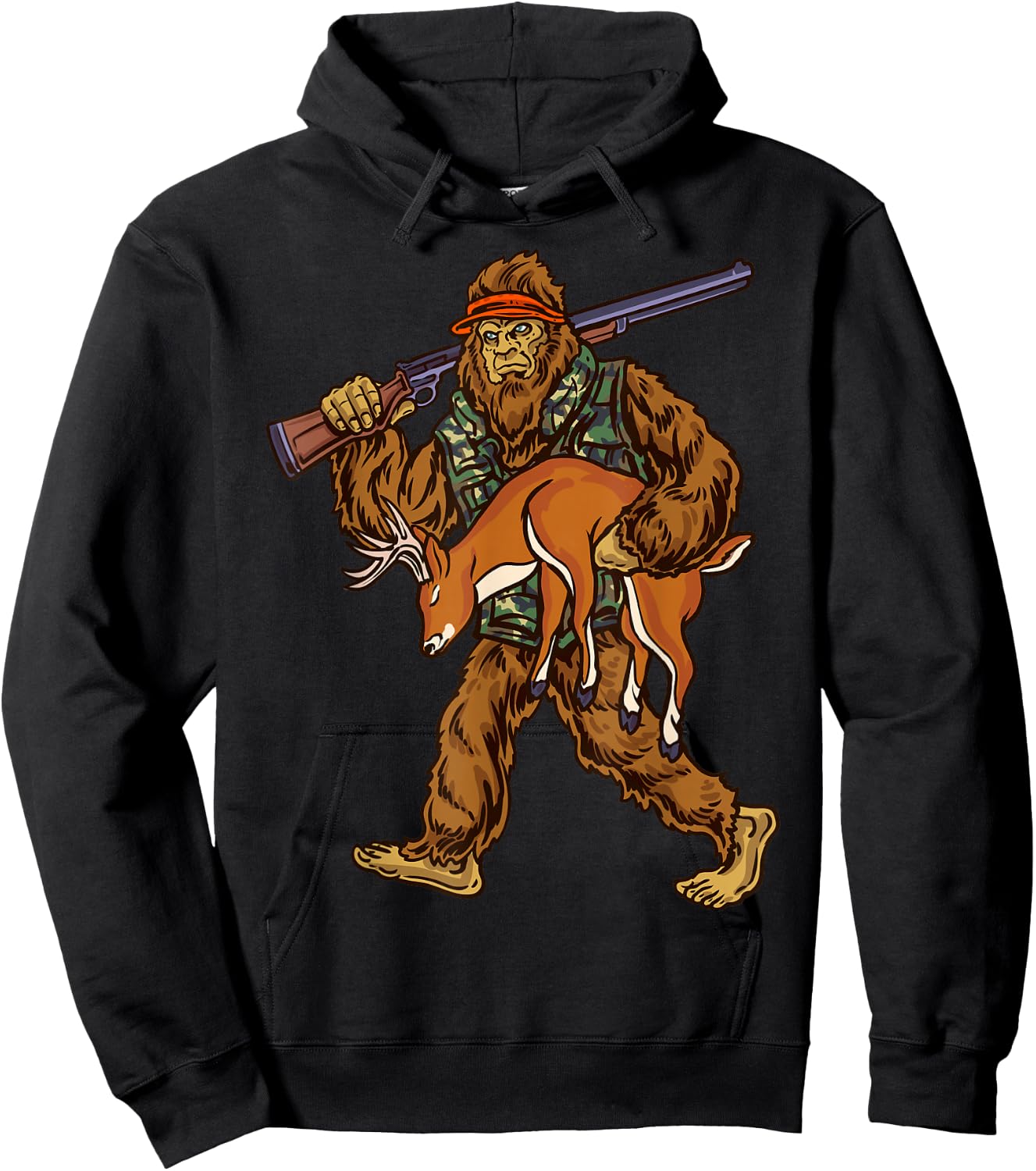 White Tail Deer Hunting Bigfoot Hunter Hoodie - Hoodie | Black