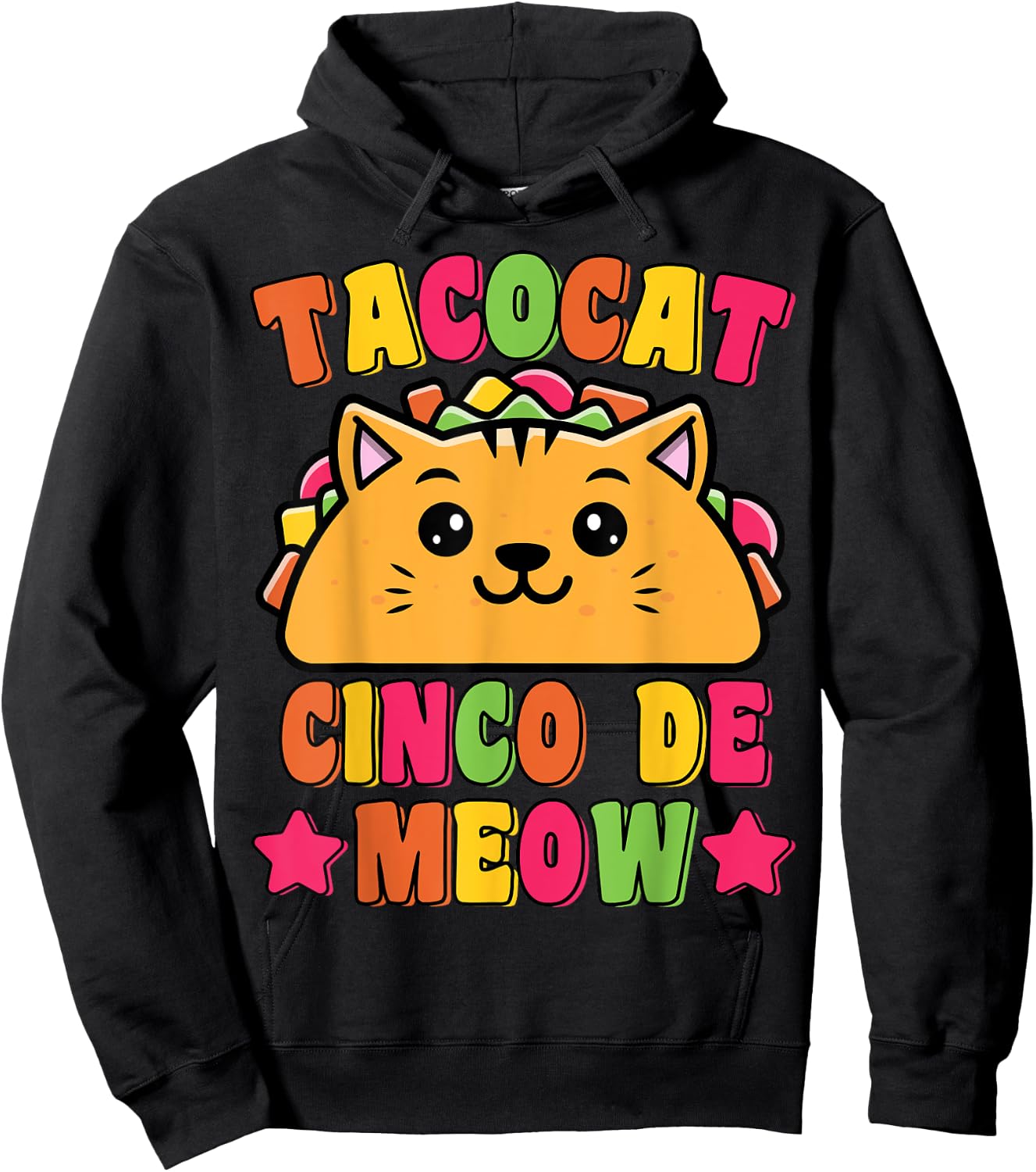 Funny Taco Cat Pun Tacocat Cute Taco Lover Cinco De Meow Men Women Kids Hoodie - Hoodie | Black